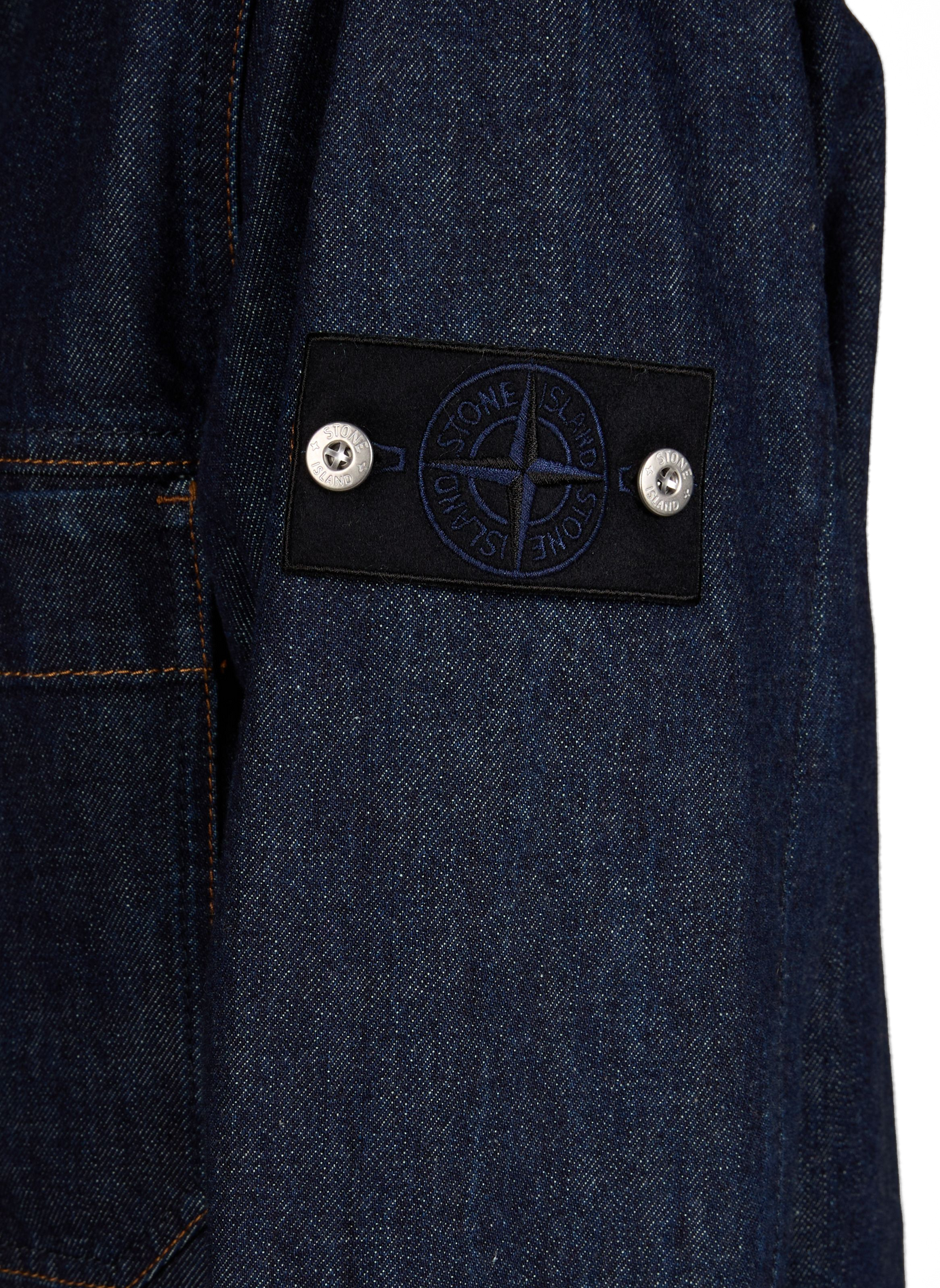 Veste denim à col classique en coton STONE ISLAND Bleu
