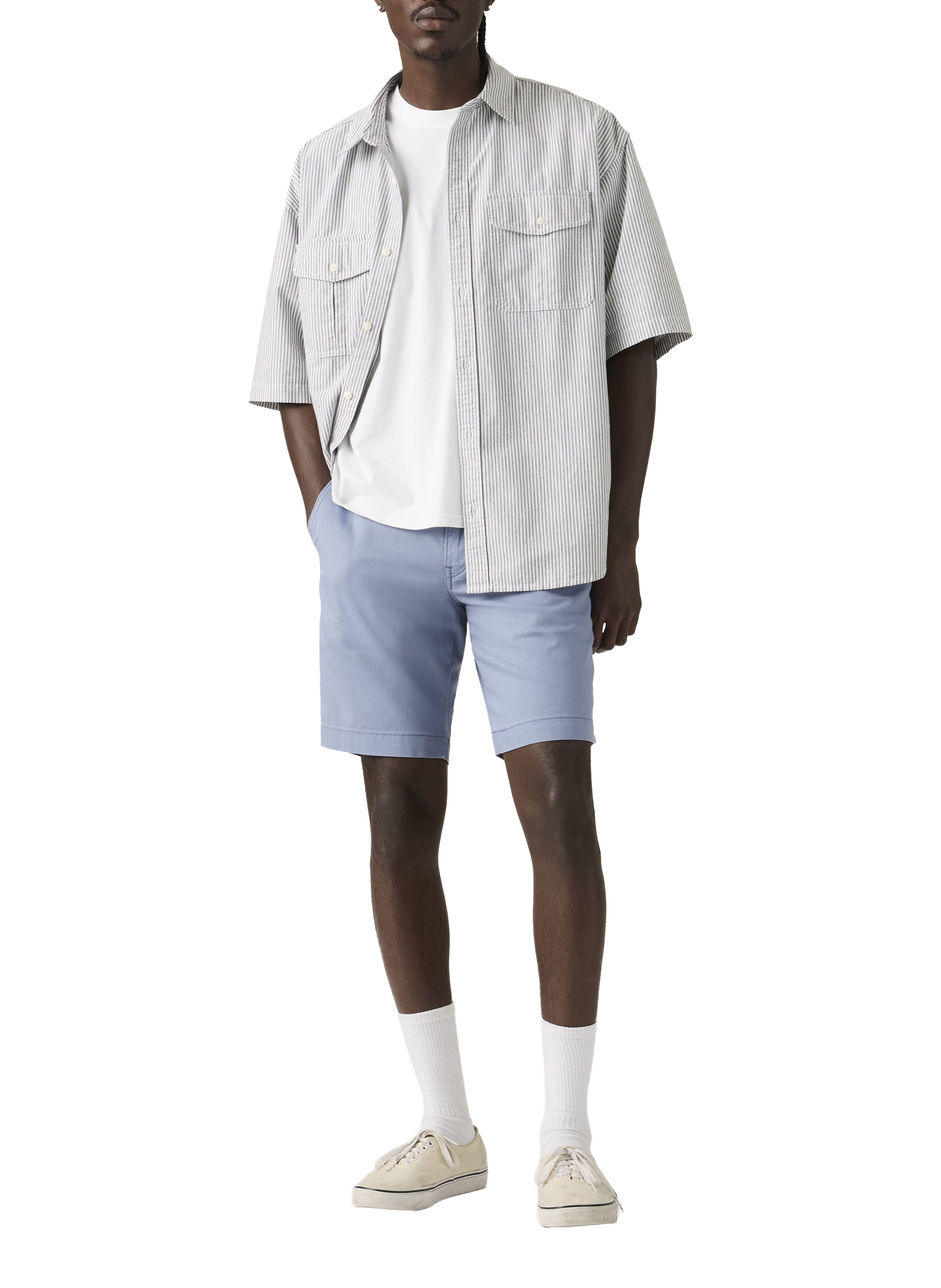 Short droit en coton et lin mélangés LEVI'S Bleu