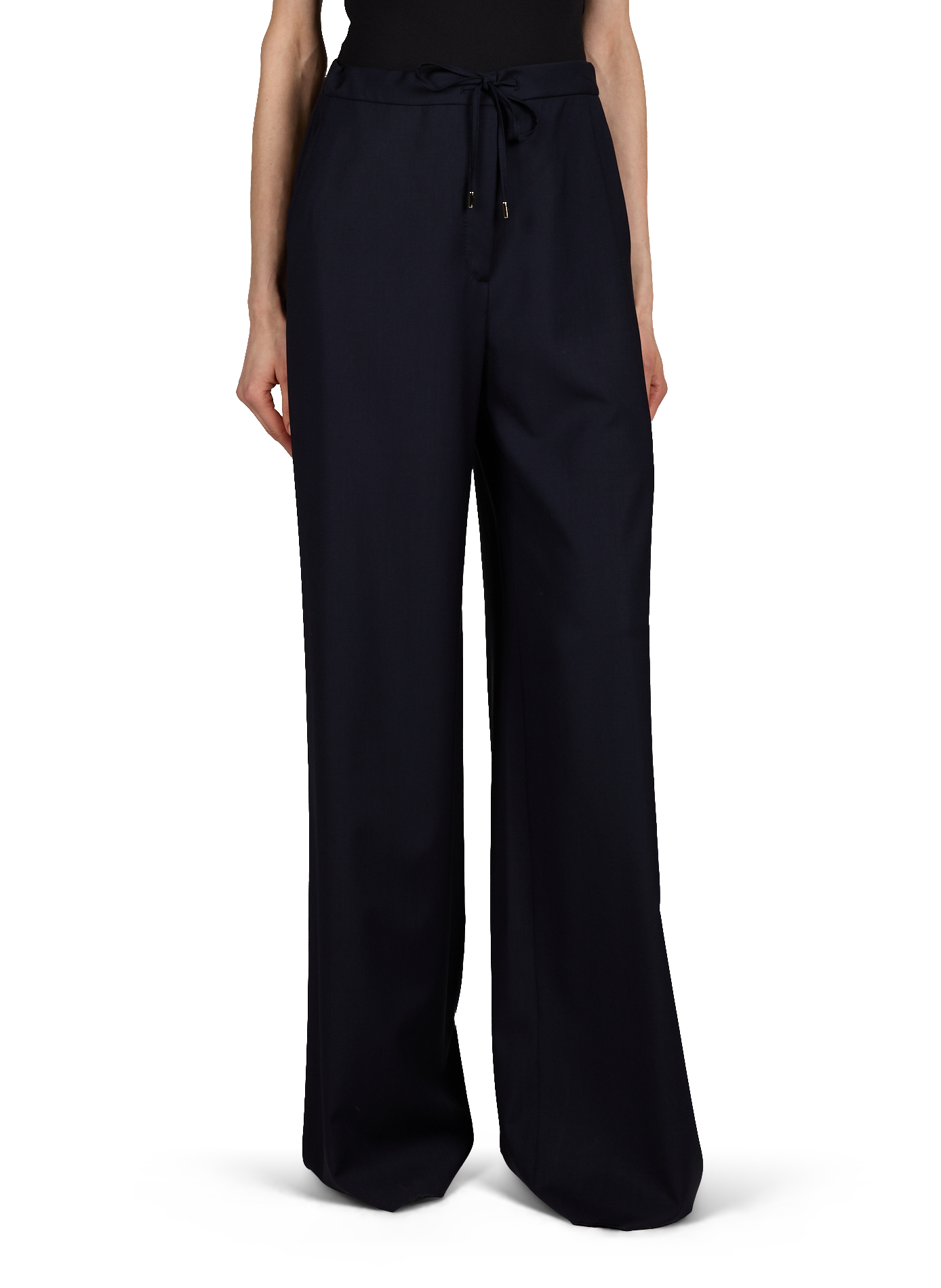 Pantalon droit fluide en laine vierge MAX MARA STUDIO Bleu