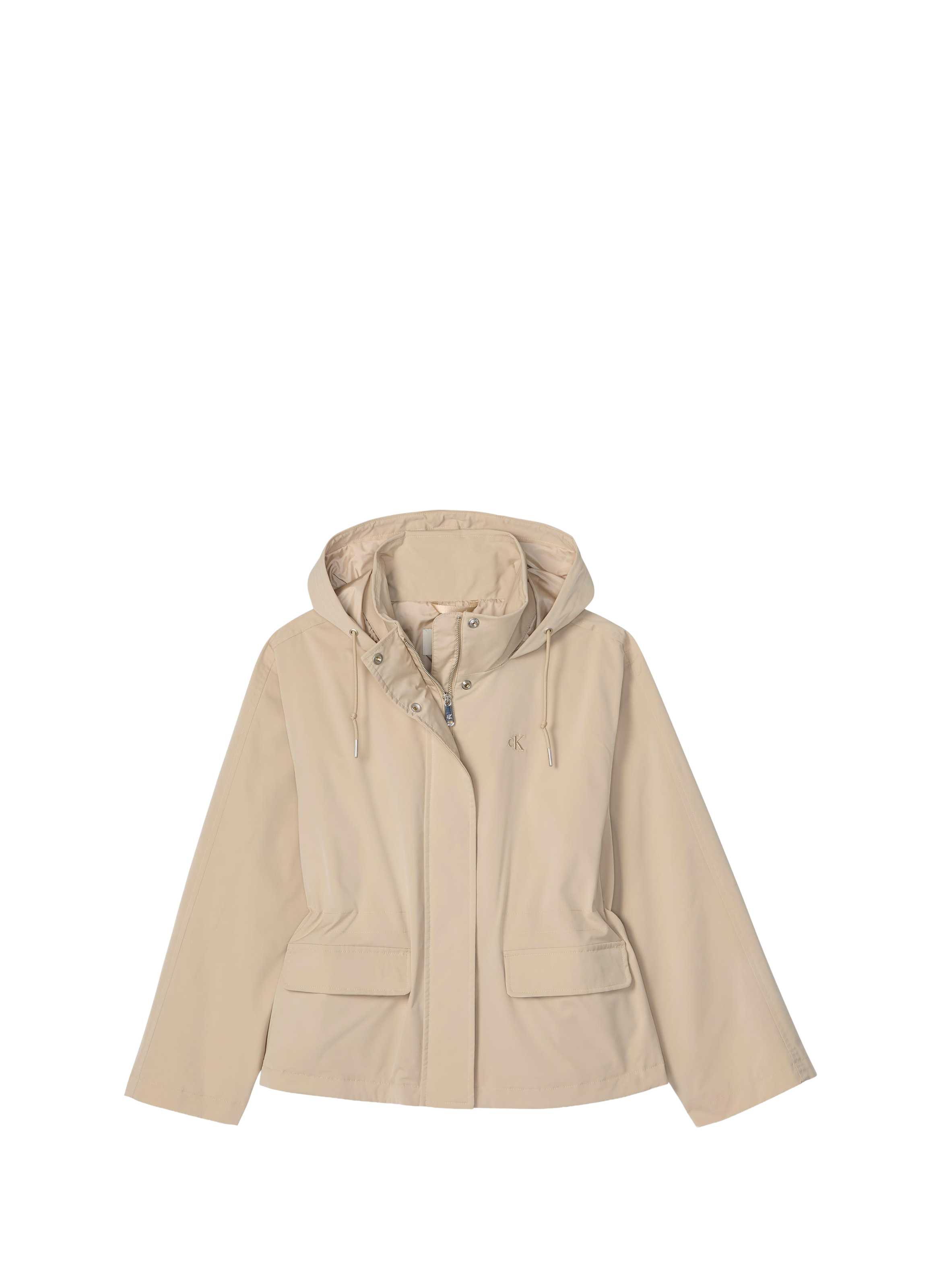 Straight zip-up hooded jacket CALVIN KLEIN Beige