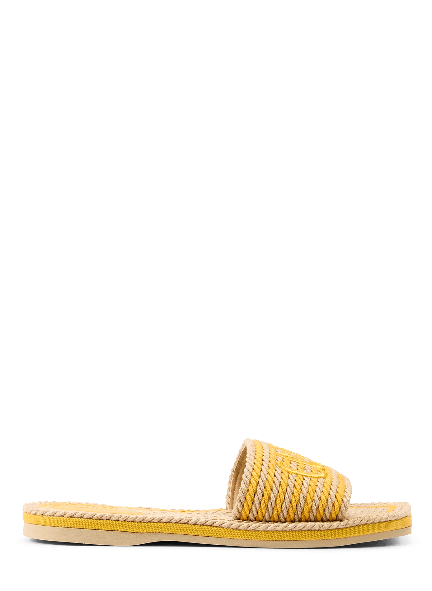 Sandales plates rayées à logo en coton CHLOÉ Jaune