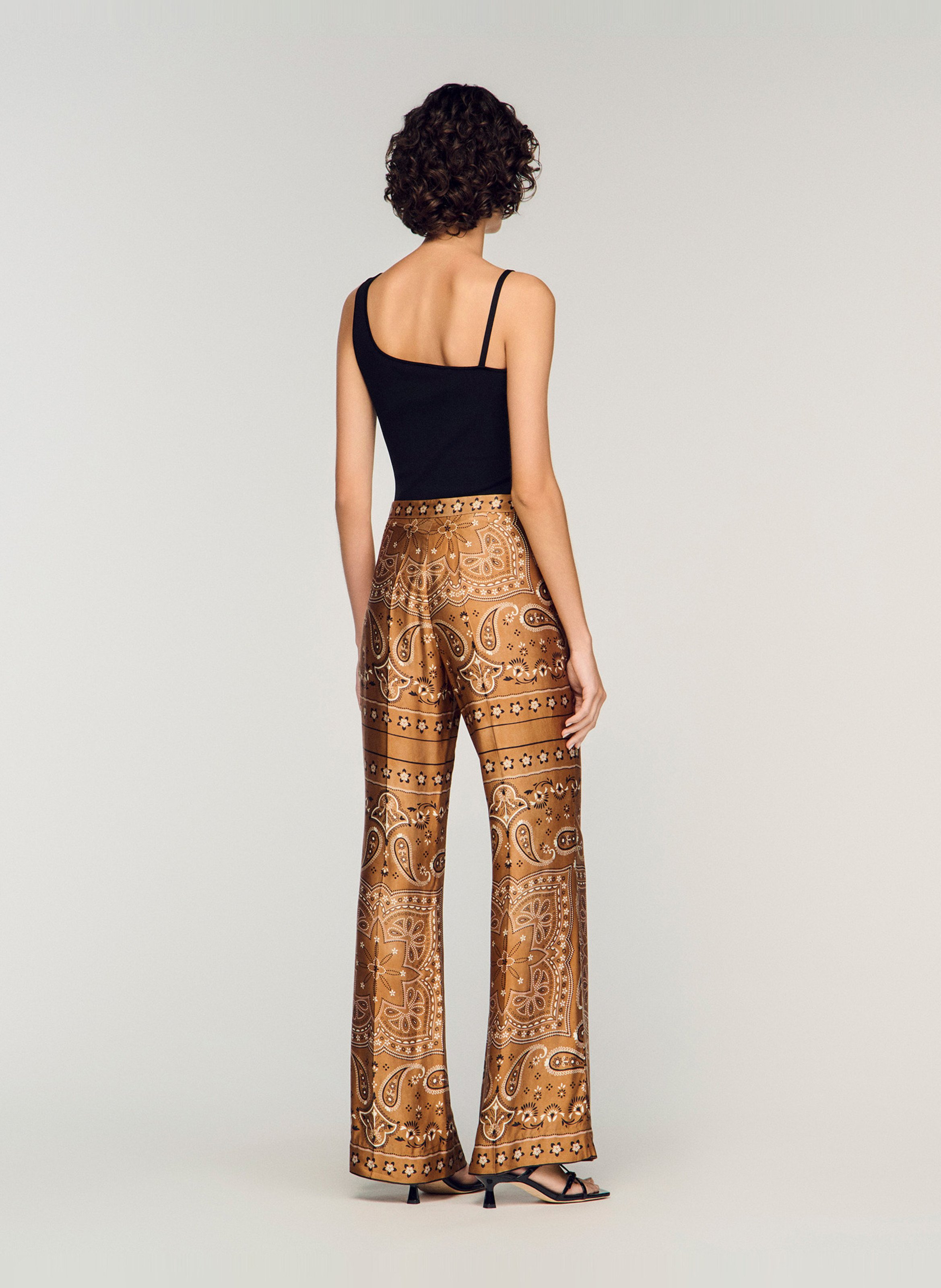 Pantalon droit imprimé bandana SANDRO Marron