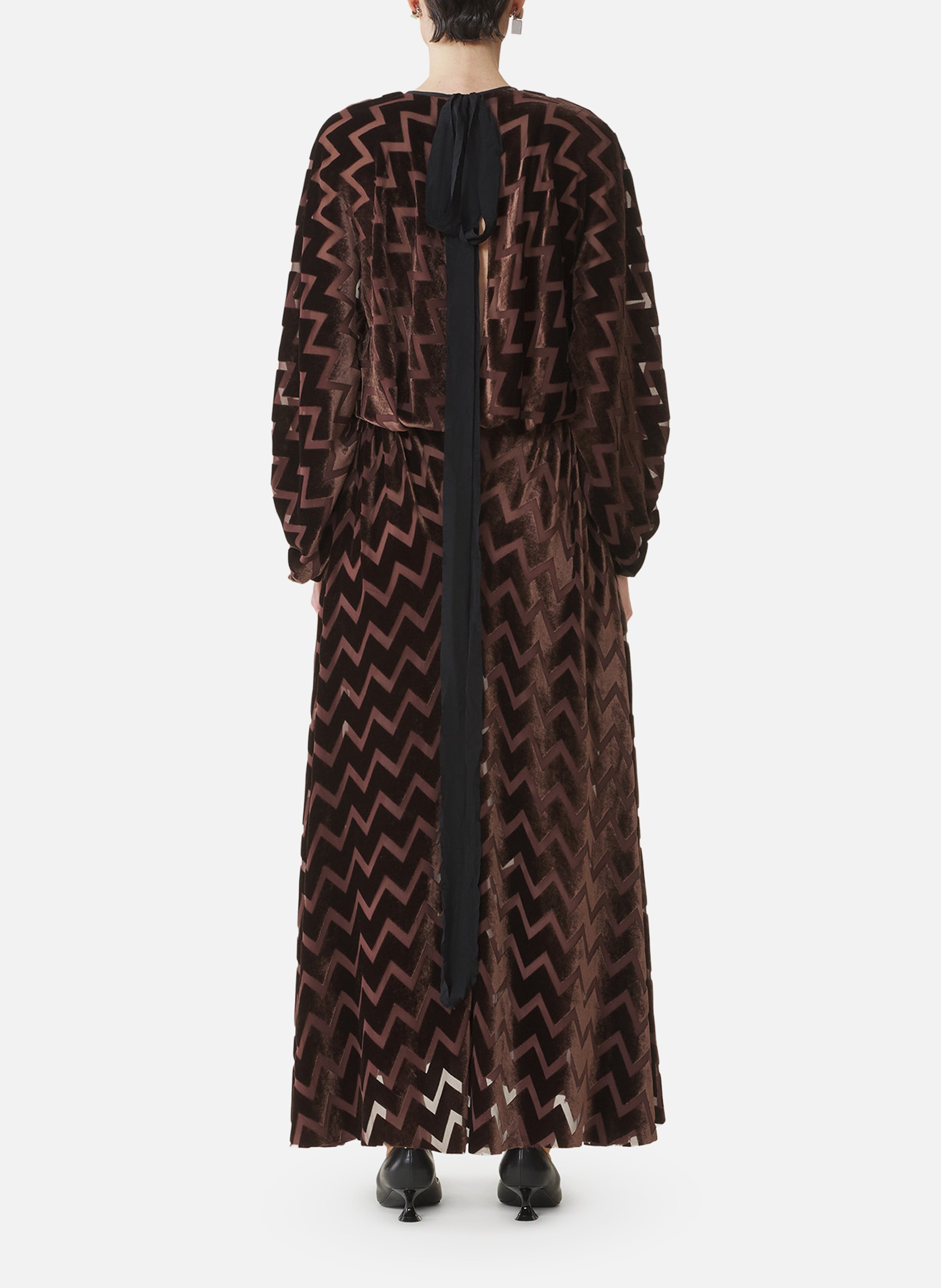 Robe en velours dévoré LANVIN Marron