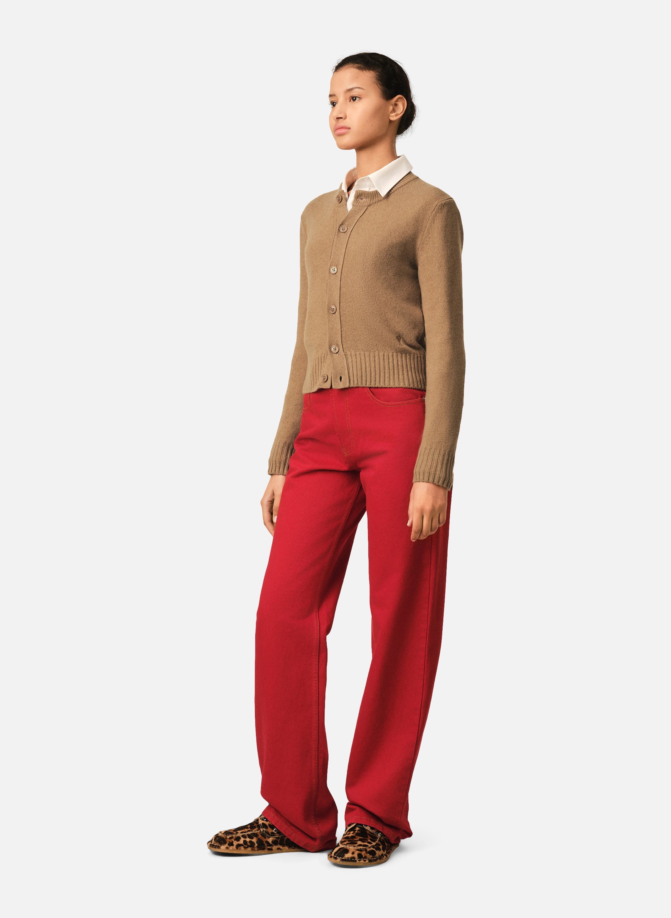 Cardigan col rond en cachemire ami de coeur AMI PARIS Marron