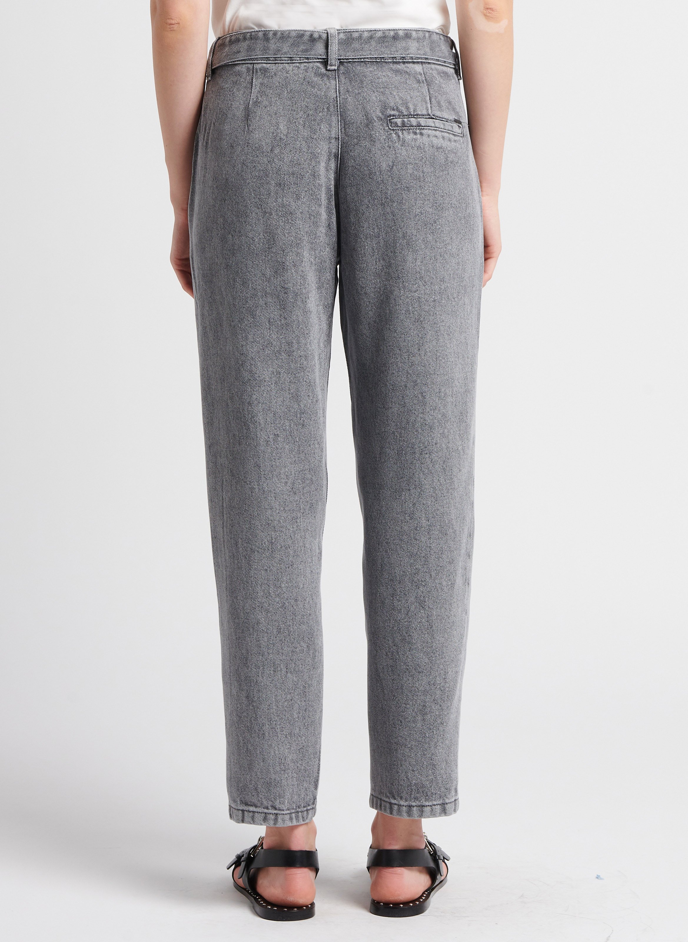 Jean baggy cropped taille haute délavé andrea IKKS Gris