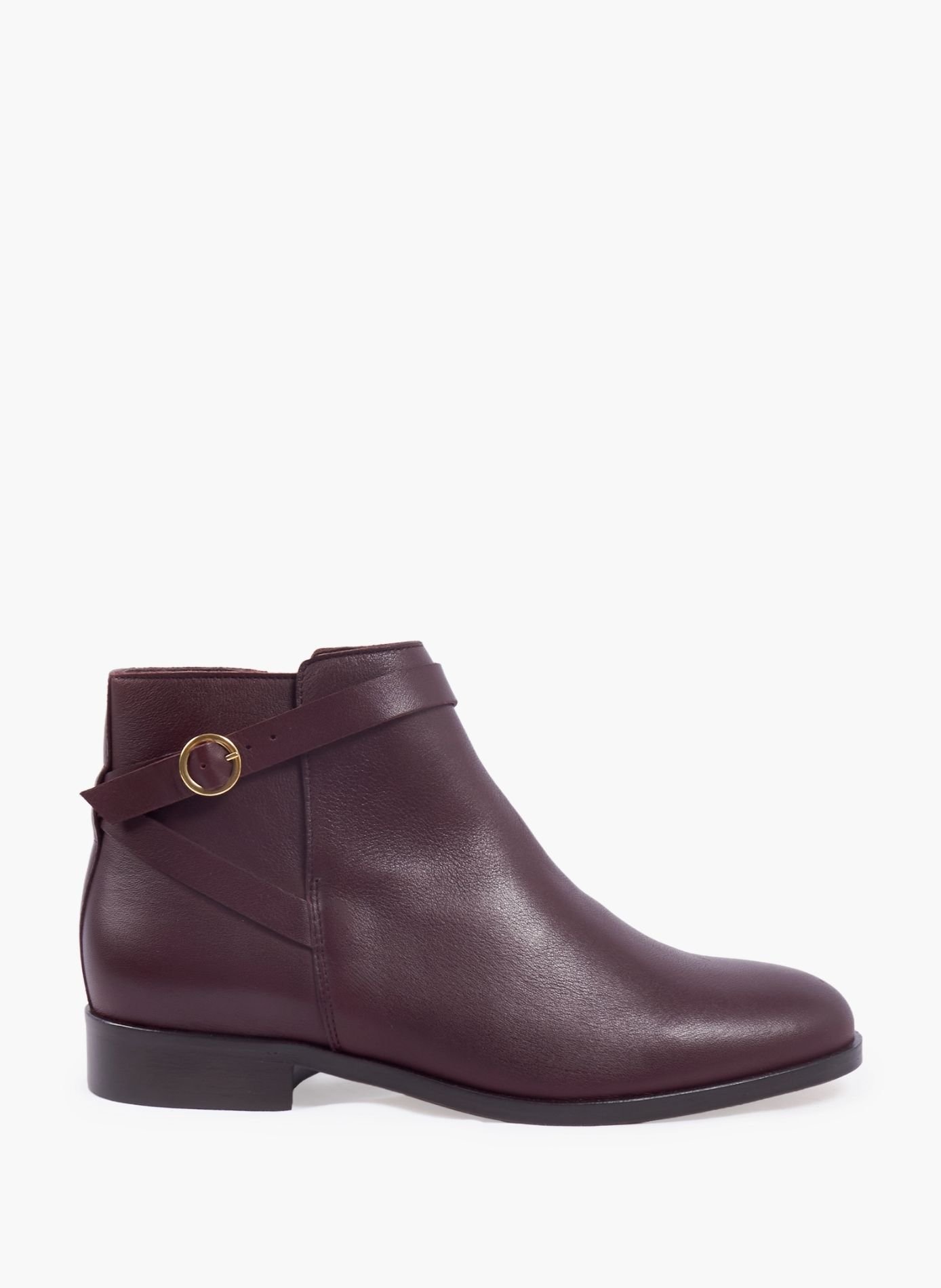 Bottines cavalières plates cuir lisse JULES & JENN Rouge