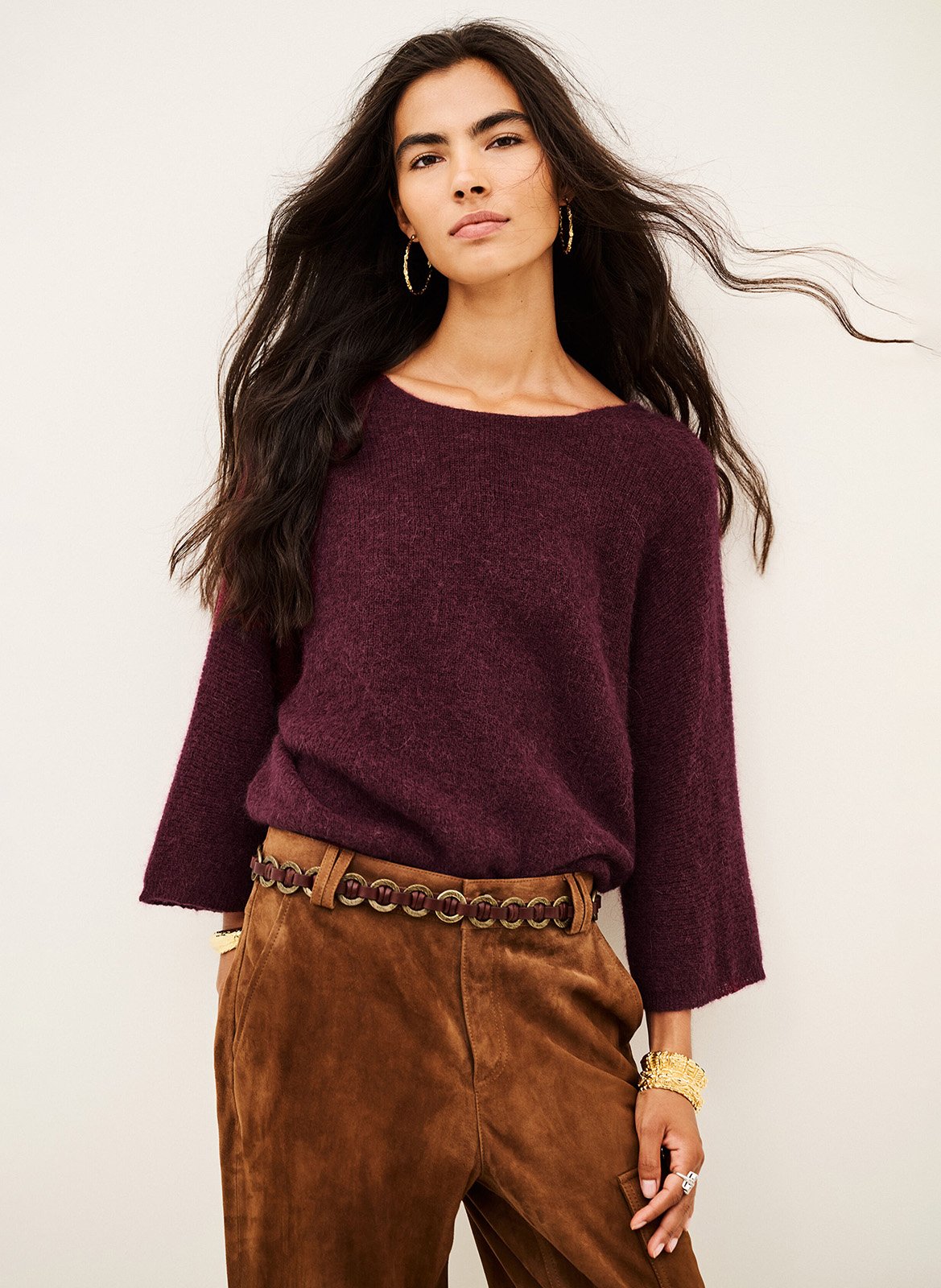 Cardigan ample en laine mélangée isaac BA&SH Violet