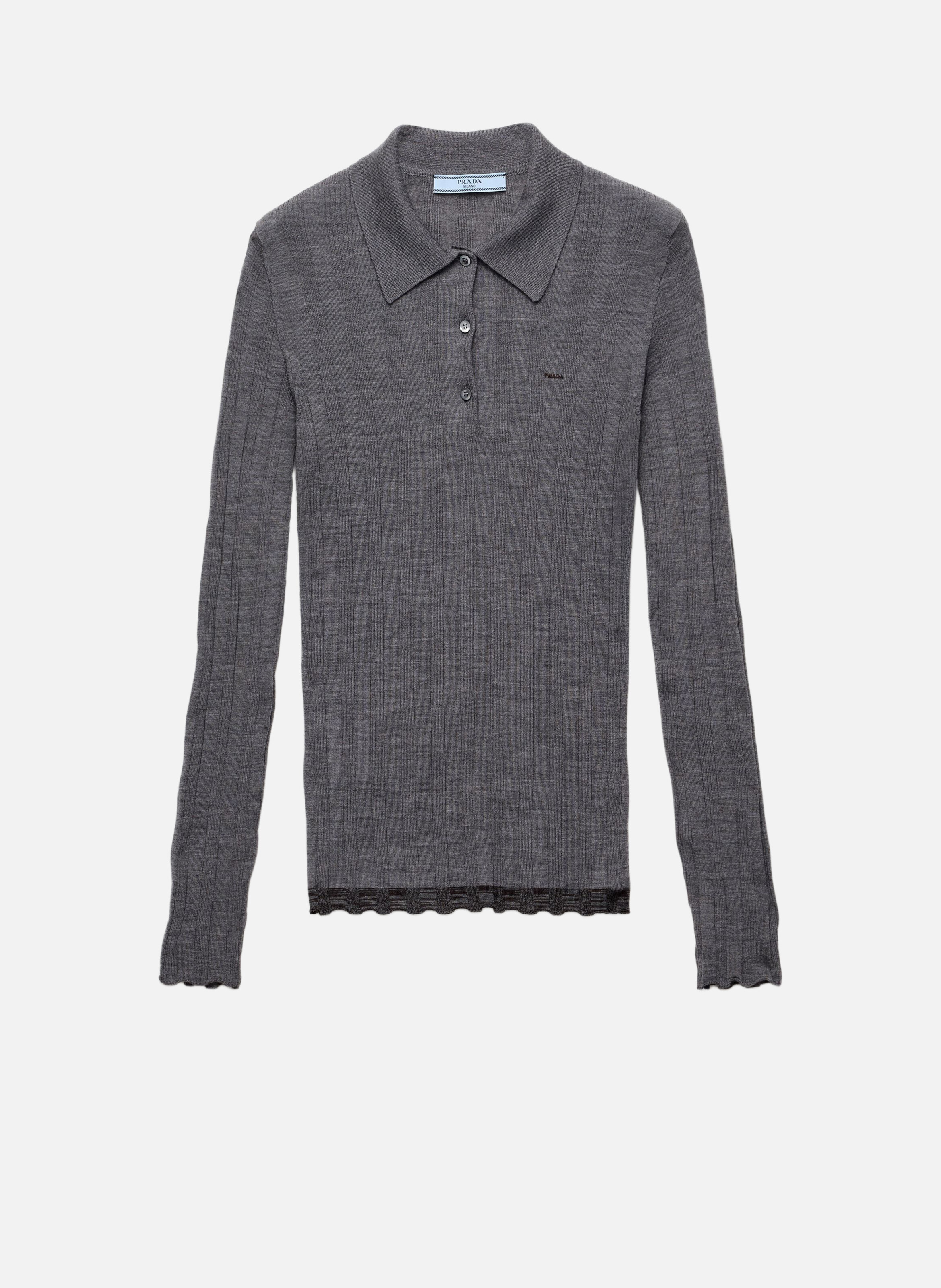 Pull polo en laine PRADA Gris