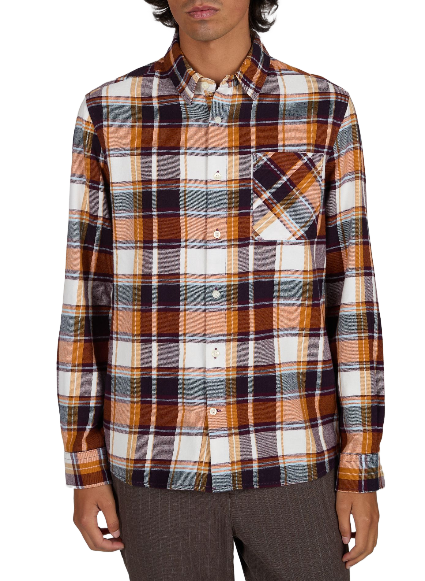 Straight cotton shirt | Brown KNOWLEDGE COTTON Men