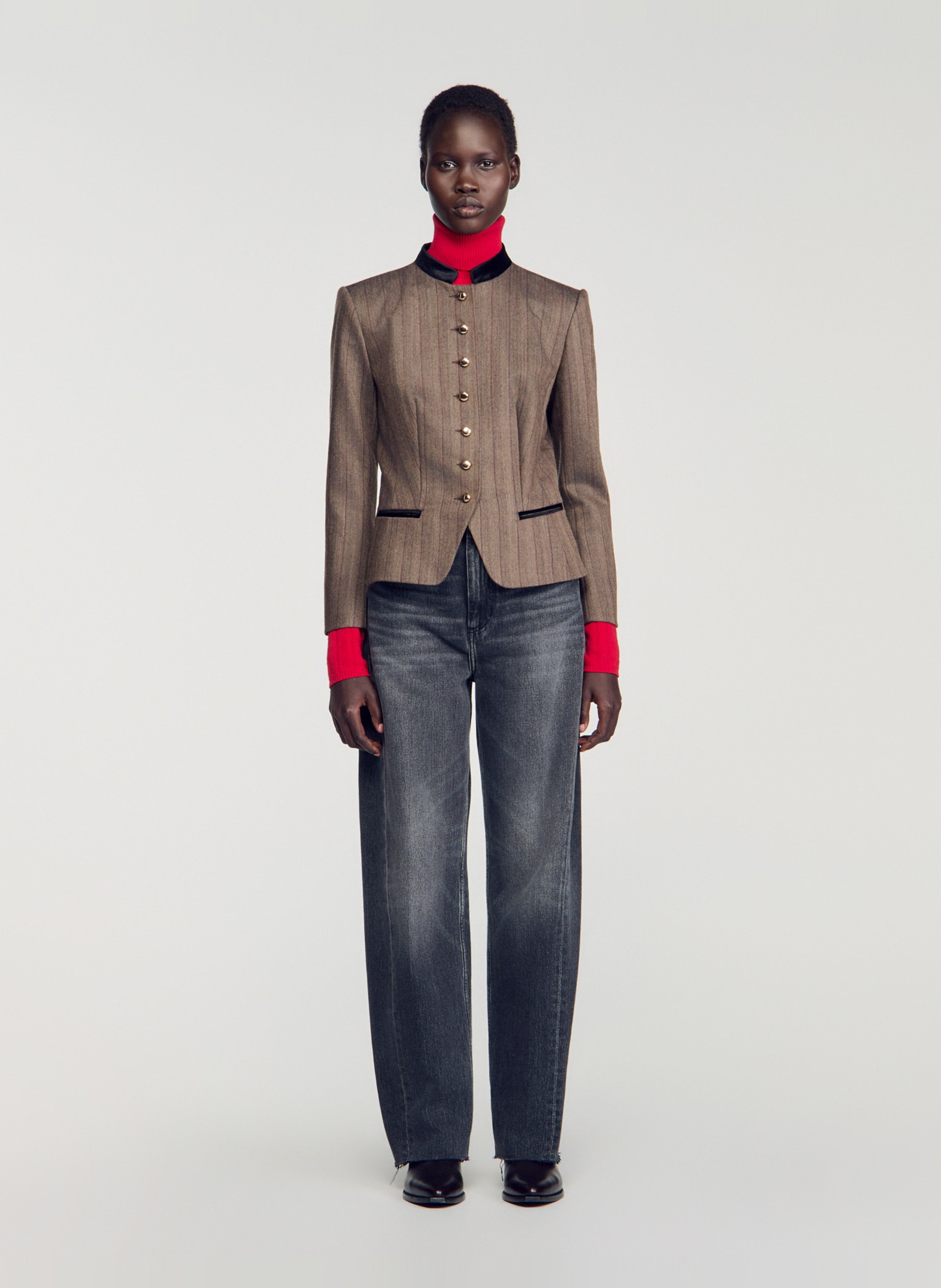 Jean droit large uni SANDRO Gris