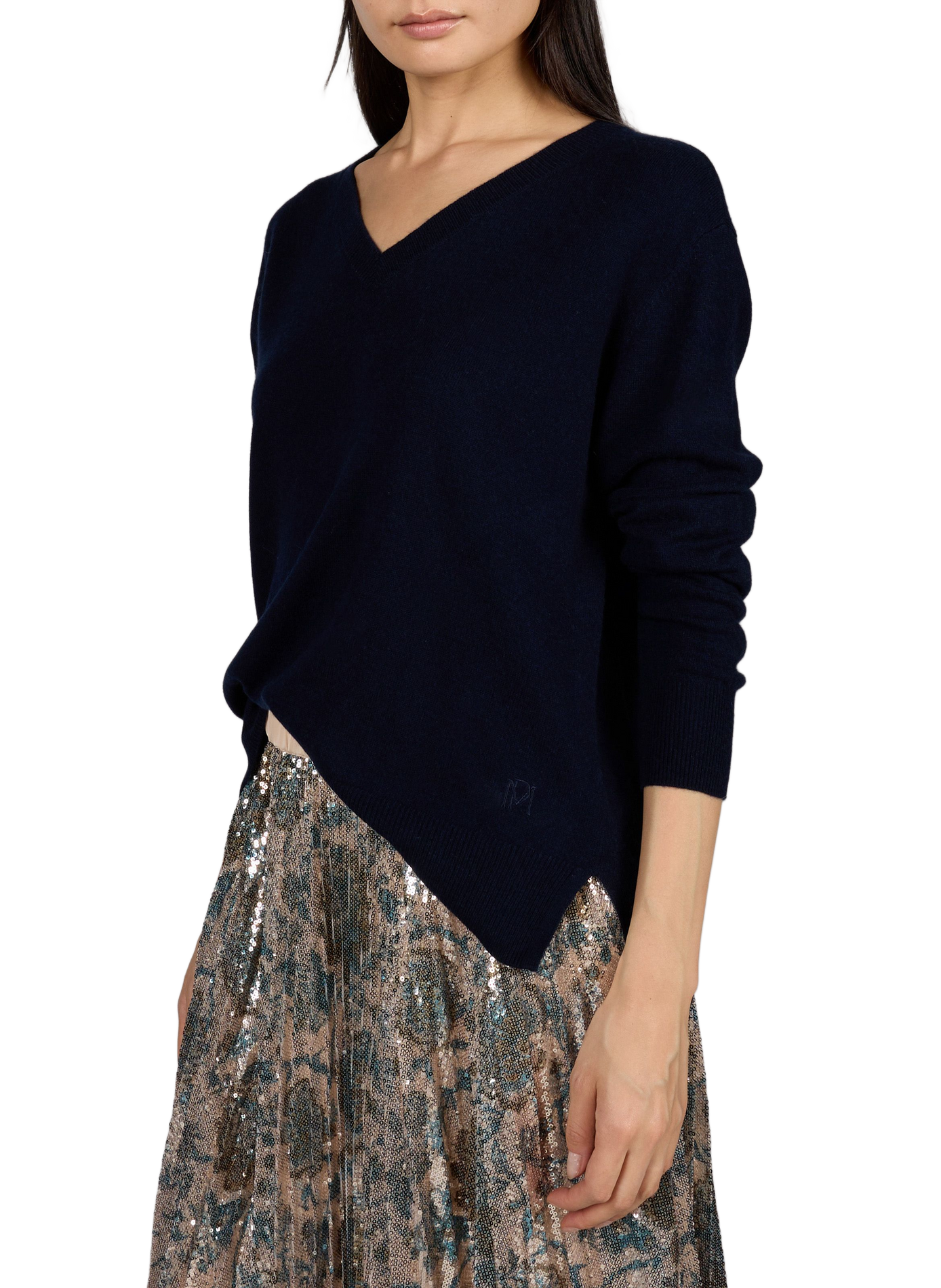 Weiter Pullover mit V-Ausschnitt aus Wolle und Kaschmir PETITE MENDIGOTE Blau
