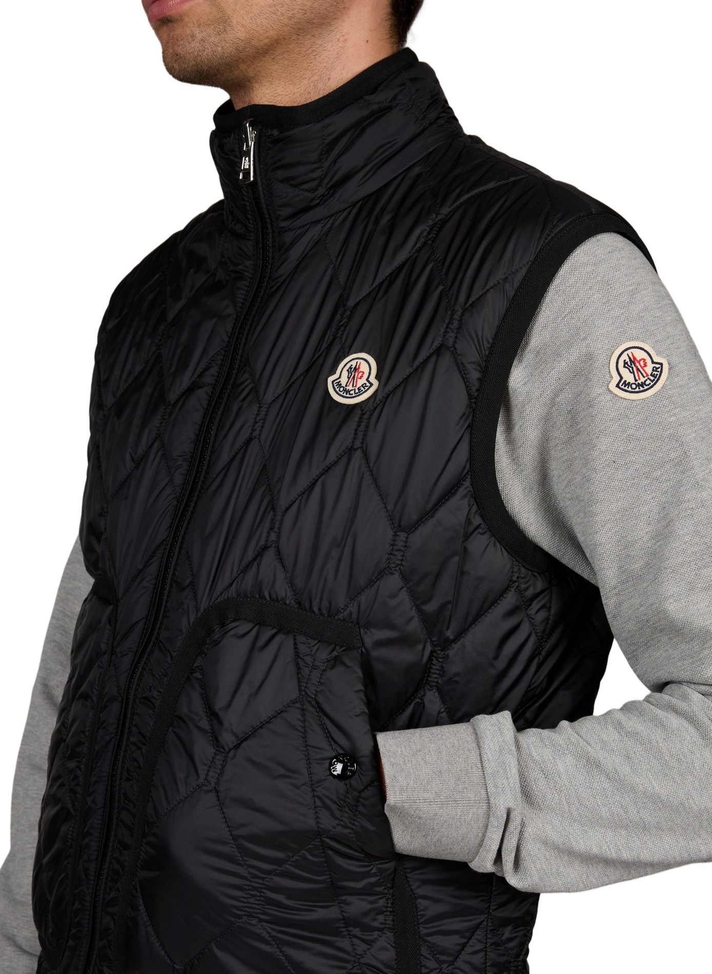 Vest recht opstaande kraag mouwloos gewatteerd MONCLER Grijs