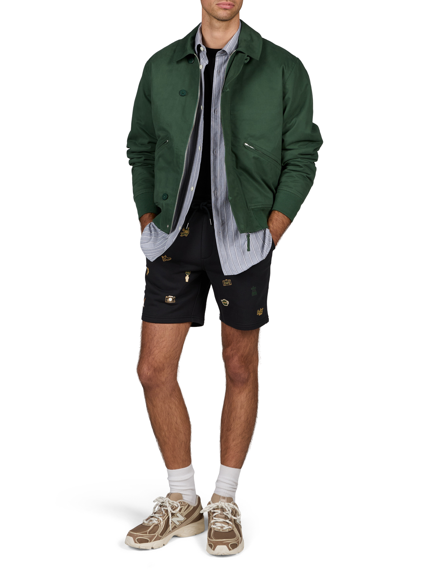 Printed cotton straight shorts BARBOUR Black