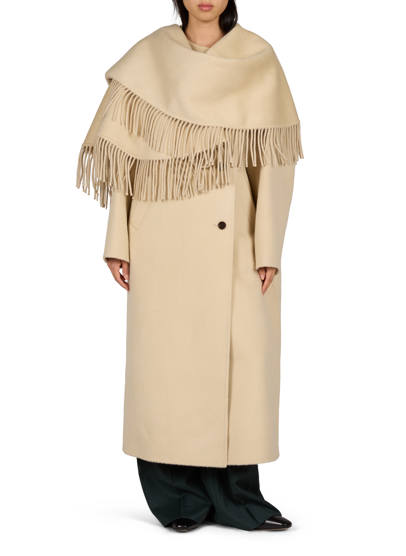 Double-faced wool and alpaca fringe coat ROHE FRAMES Beige