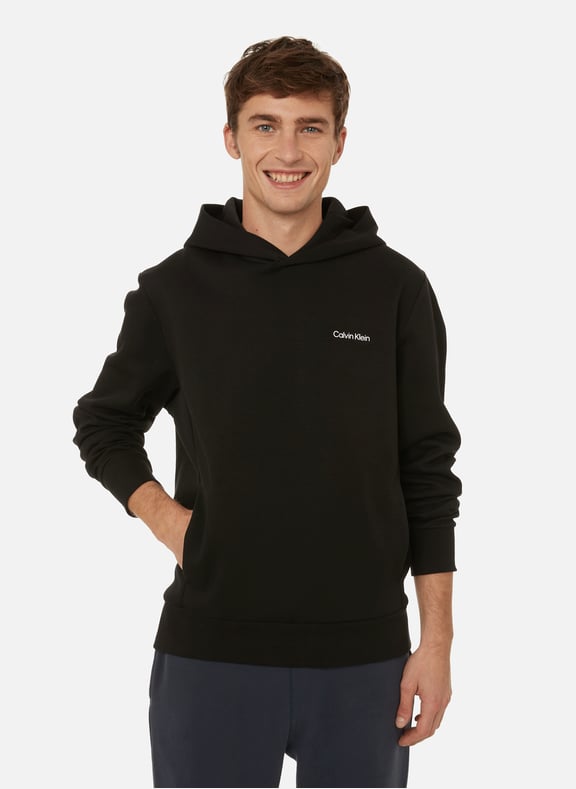 Recycled polyester and cotton hoodie Black by CALVIN KLEIN CALVIN KLEIN Recycled polyester and cotton hoodie Black