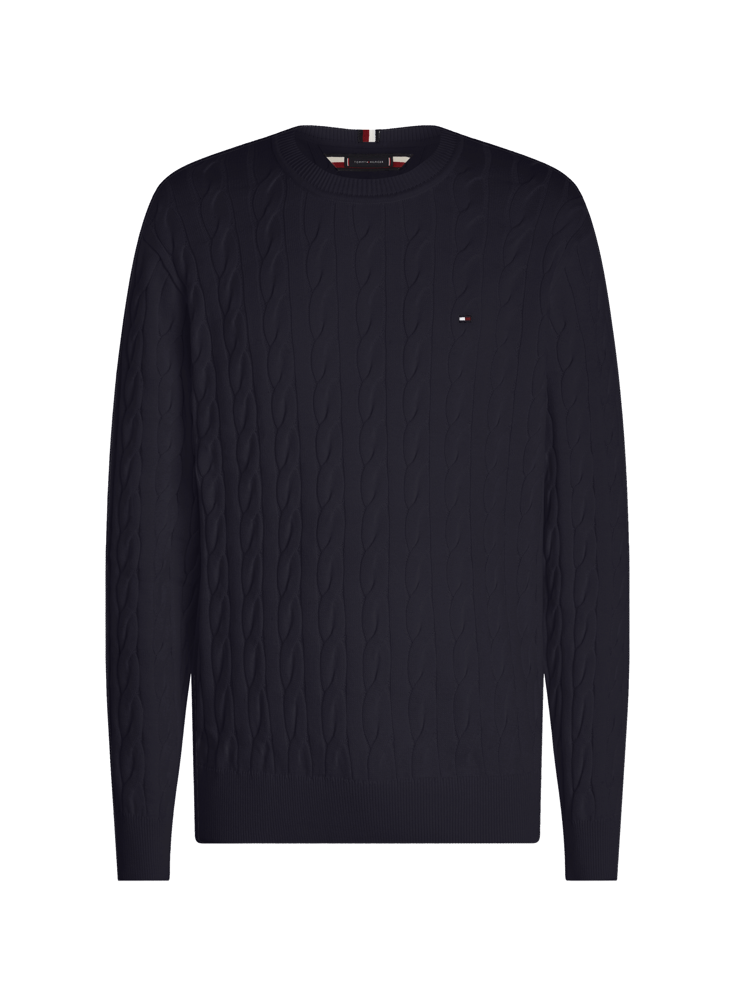 Pull en maille torsadée en coton TOMMY HILFIGER Bleu