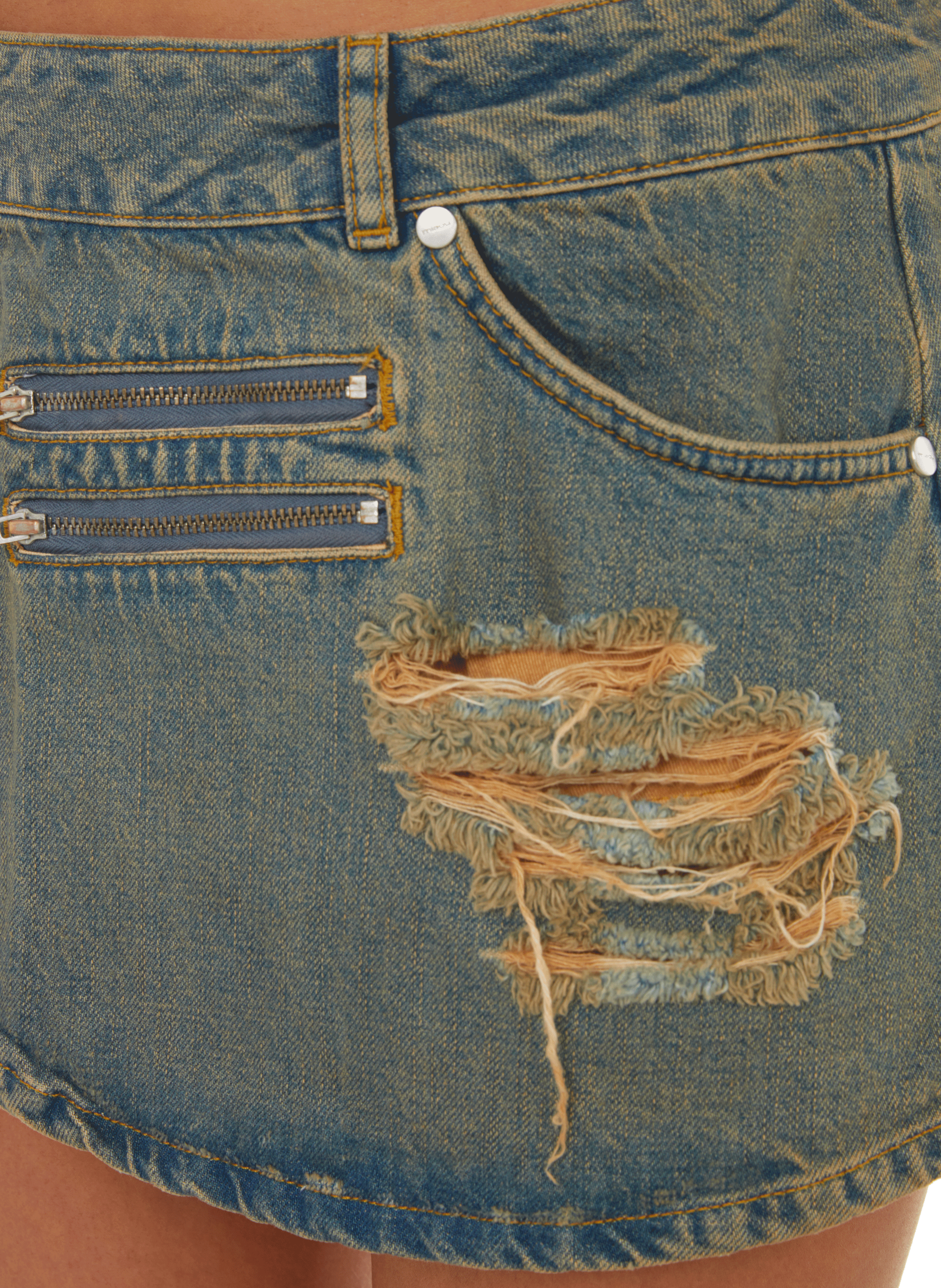 Denim mini skirt MIAOU Green