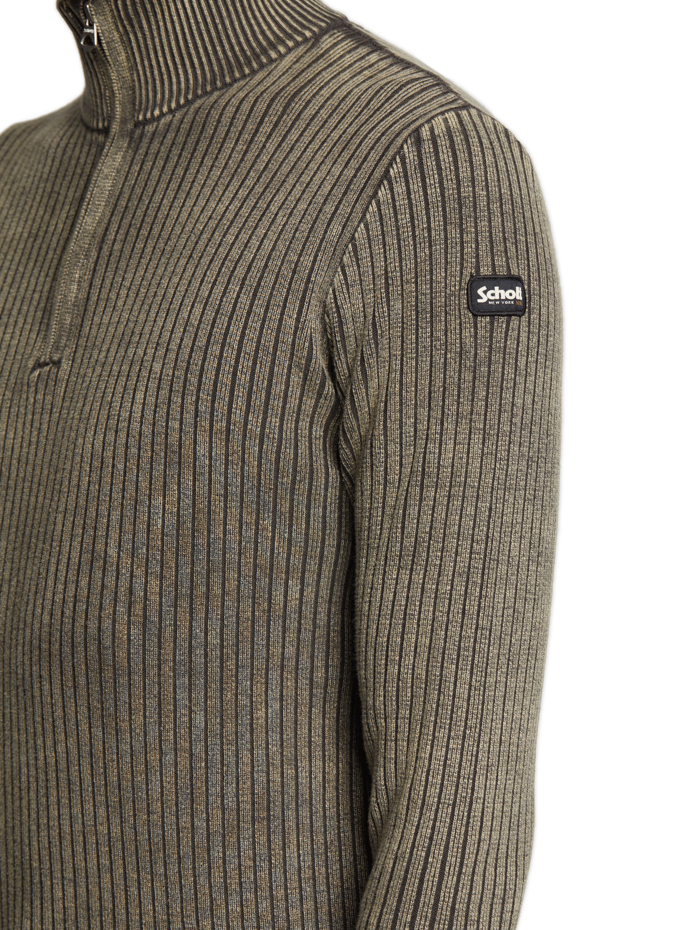 Ribbed trucker sweater SCHOTT Khaki