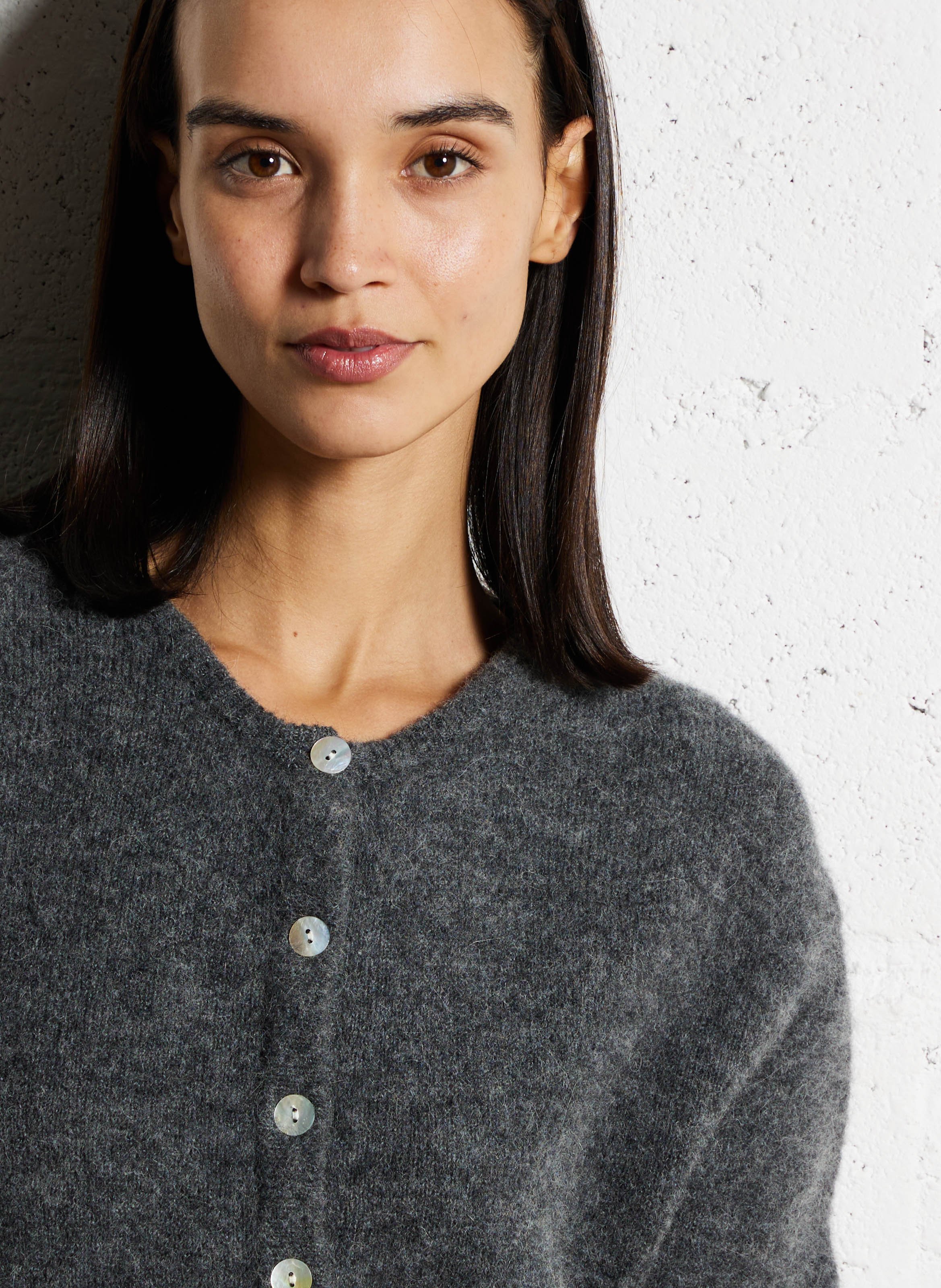 Gilet ample col rond en laine mélangée vitow AMERICAN VINTAGE Gris