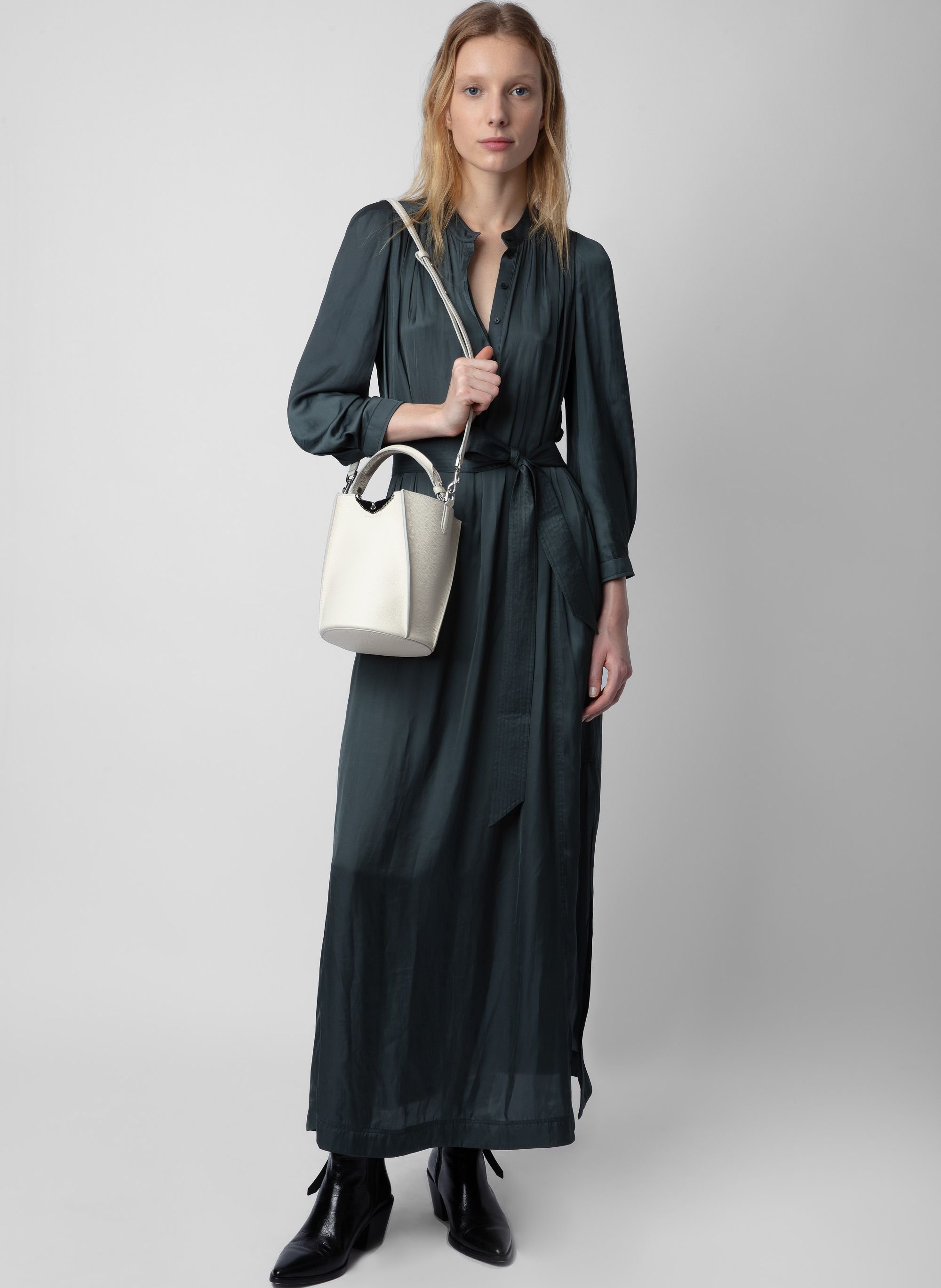 Sac seau en cuir grainé borderline ZADIG&VOLTAIRE Blanc