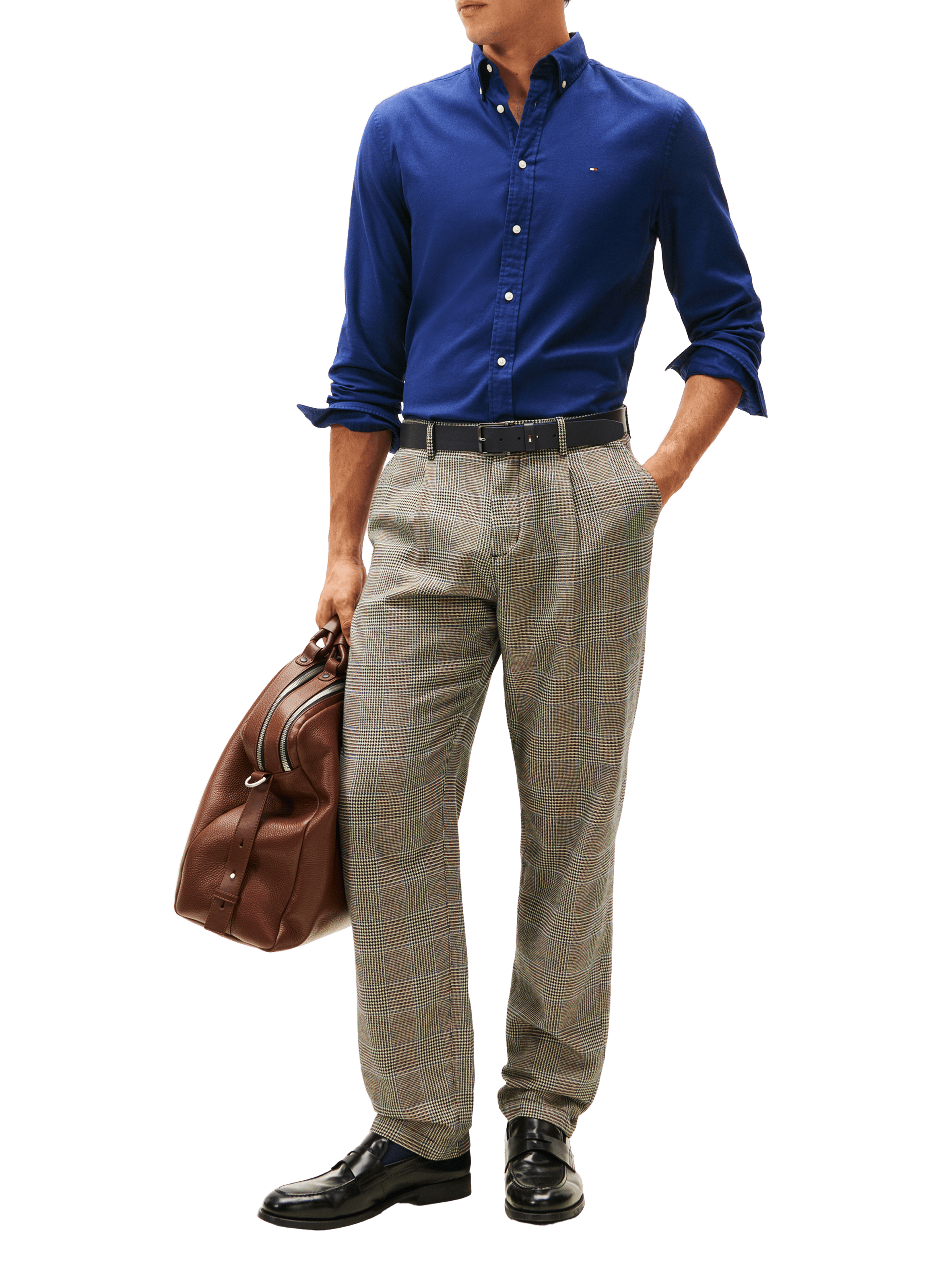 Shirt with American collar in blended cotton TOMMY HILFIGER Blue