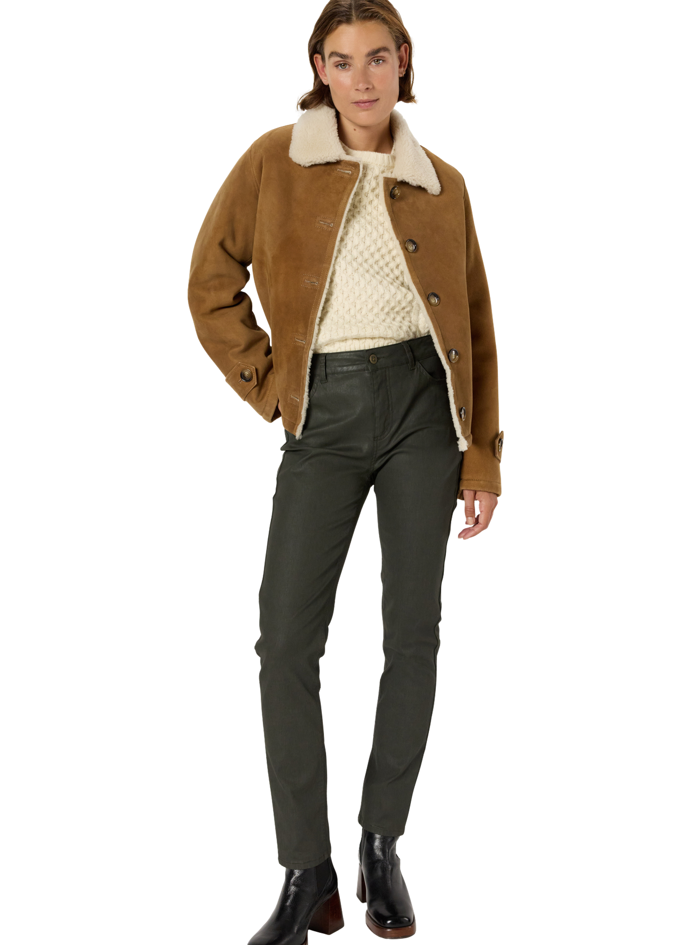 Jean droit enduit - celine GERARD DAREL Vert