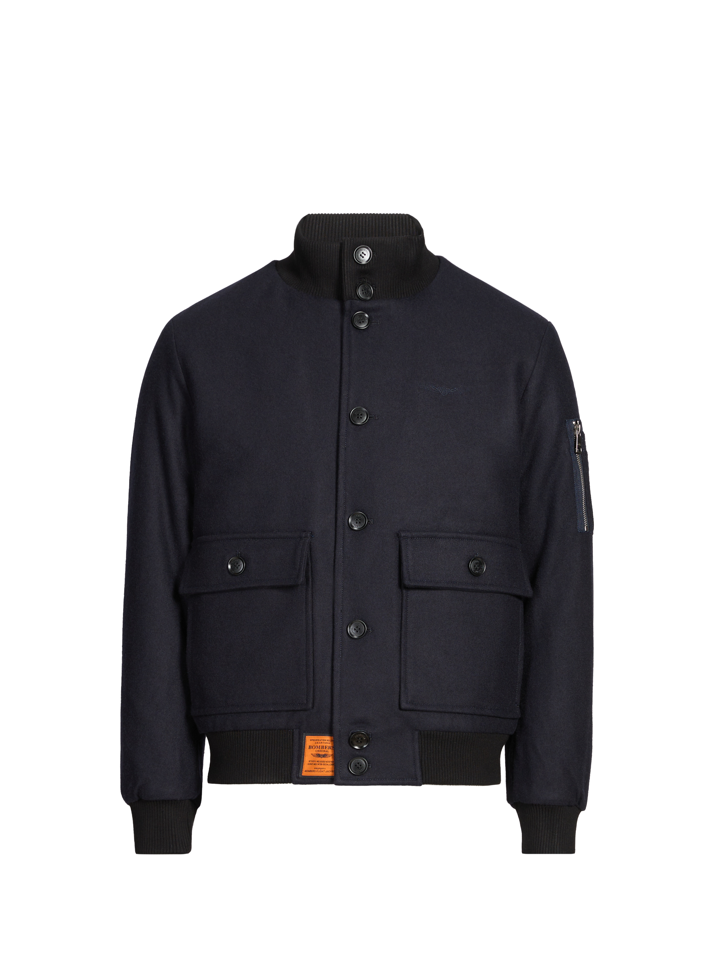 Blouson uni en laine mélangée BOMBERS ORIGINAL Bleu