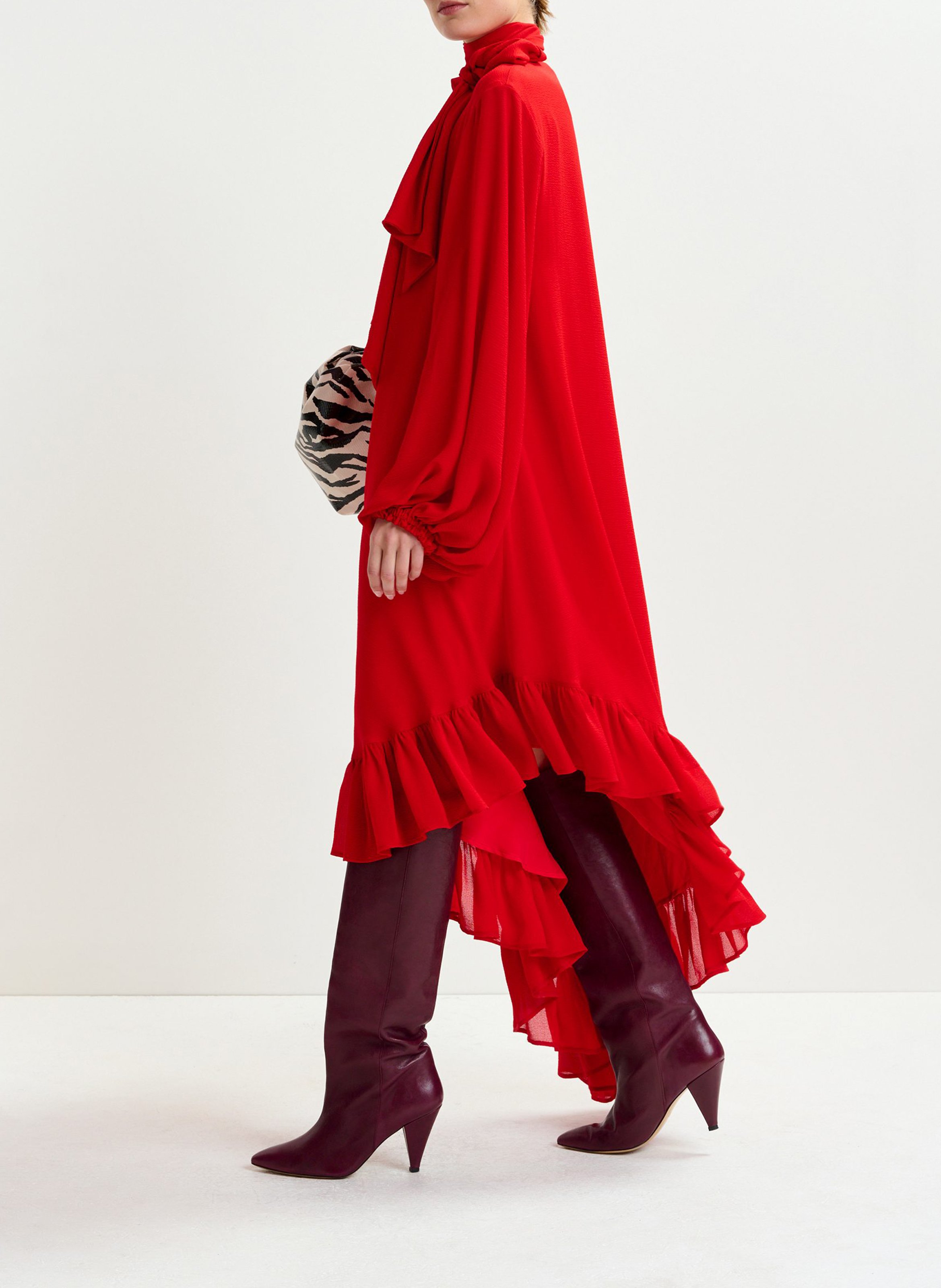 Robe longue en fibres recyclées mélangées Iflower ESSENTIEL ANTWERP Rouge