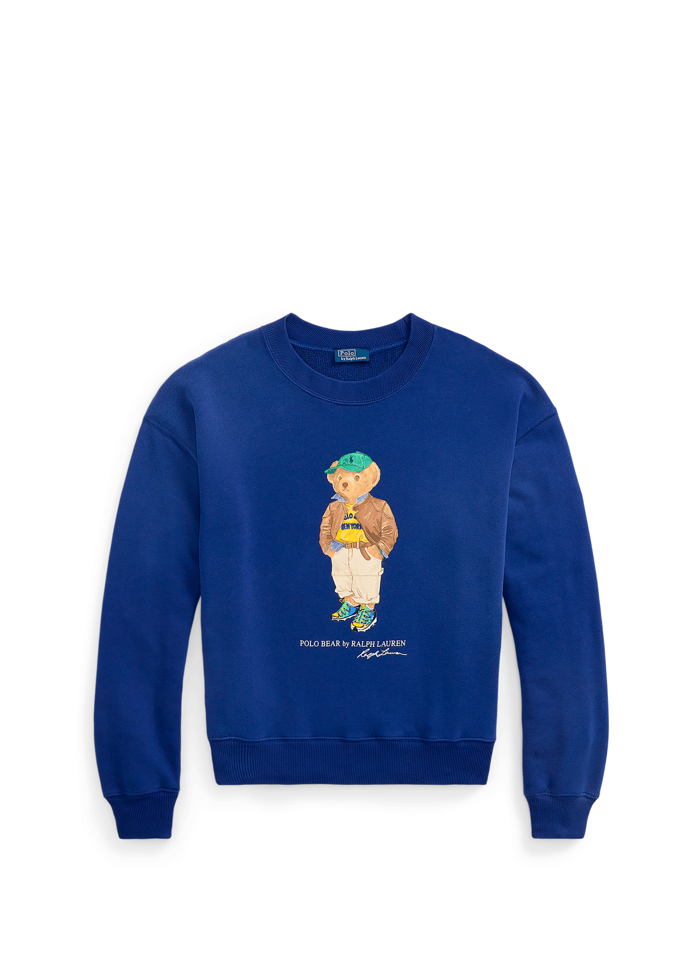 Pull col rond en coton mélangé POLO RALPH LAUREN Bleu