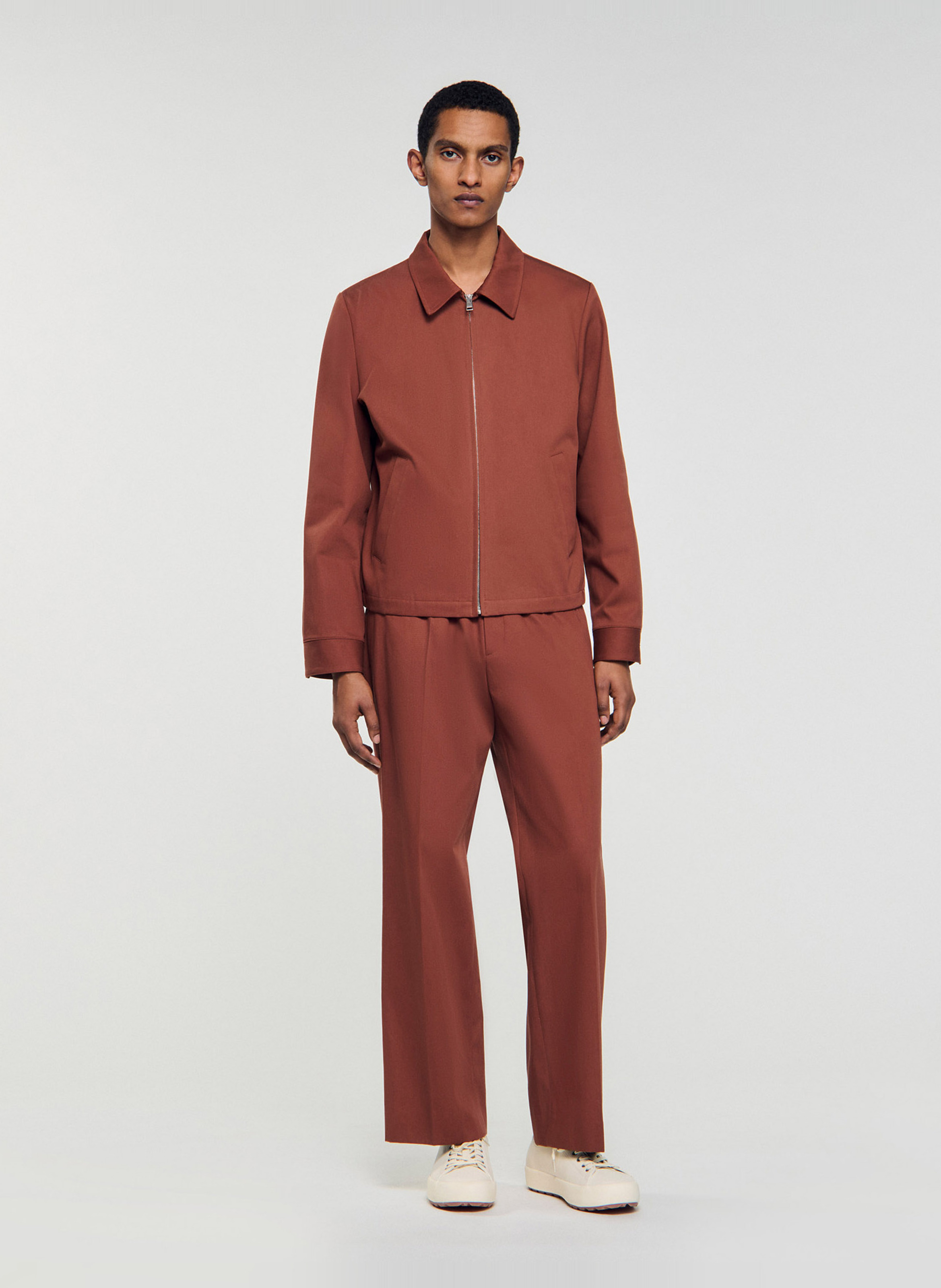 Blouson près du corps en coton SANDRO Marron