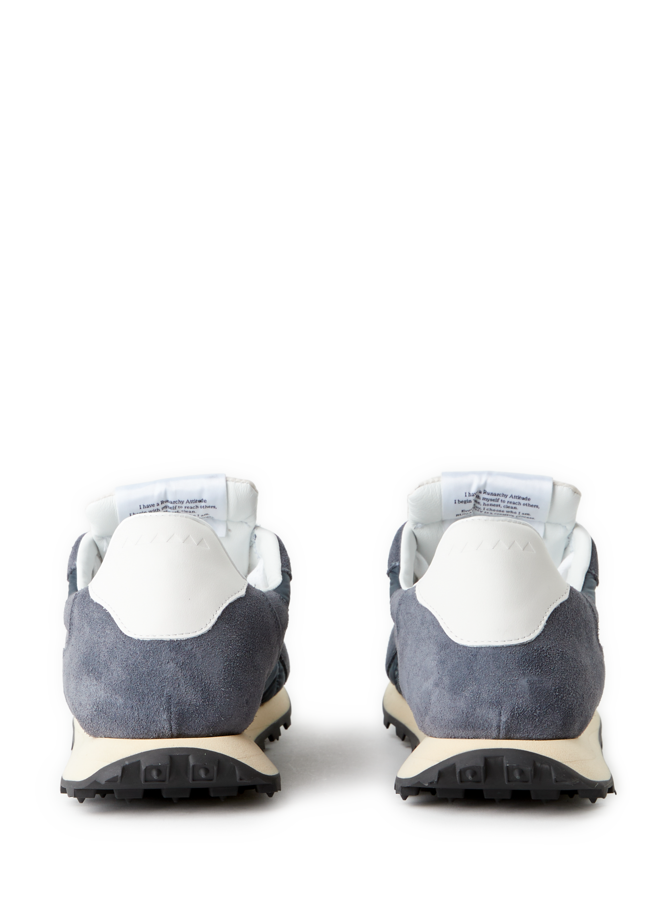 Serrated leather mixed sneakers RUN OF Blue