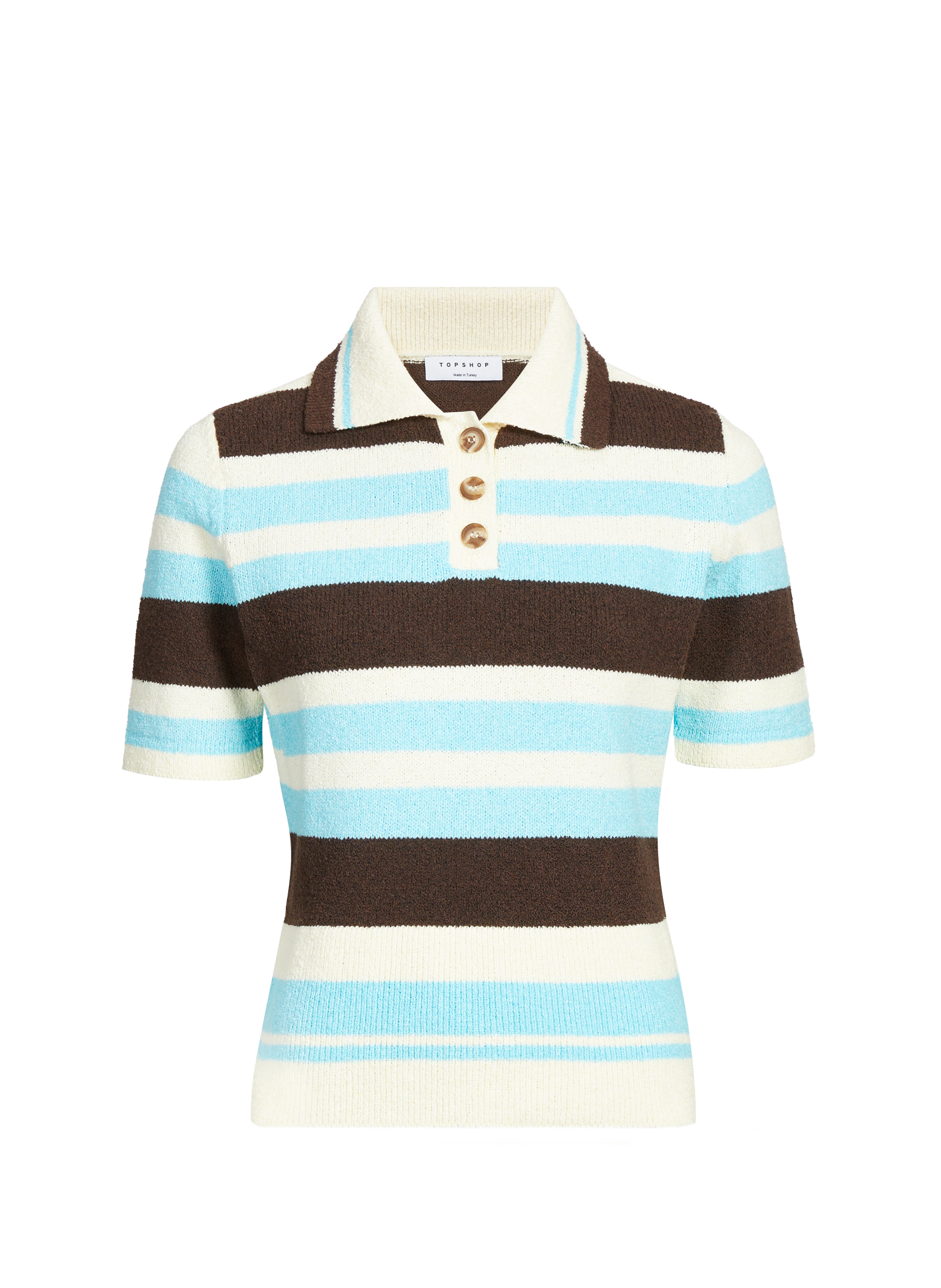 Polo rayé à manches courtes TOPSHOP Multicolore