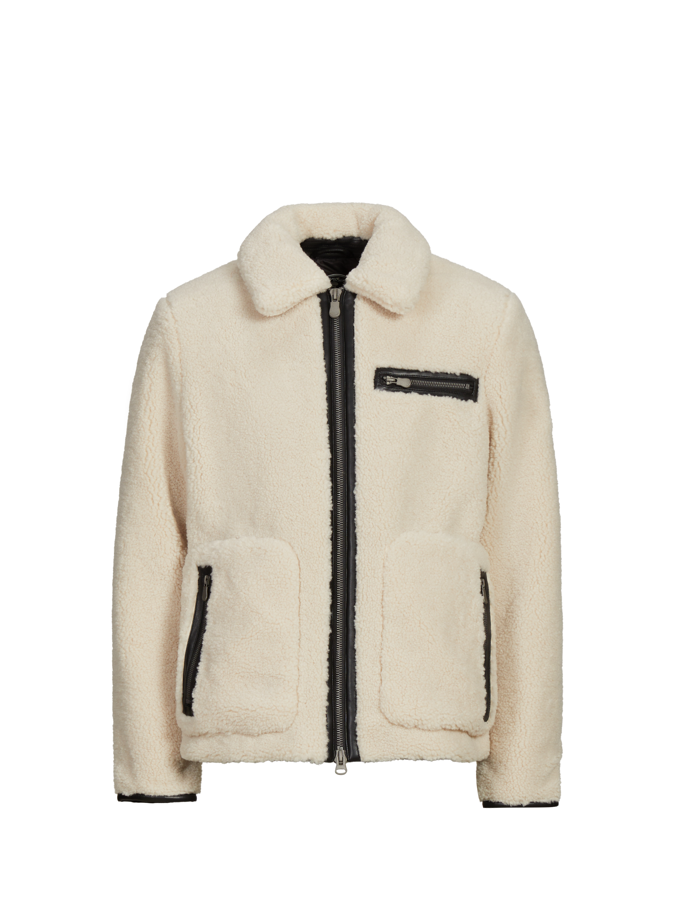 SAVE THE DUCK Veste droite shearling à col classique Beige