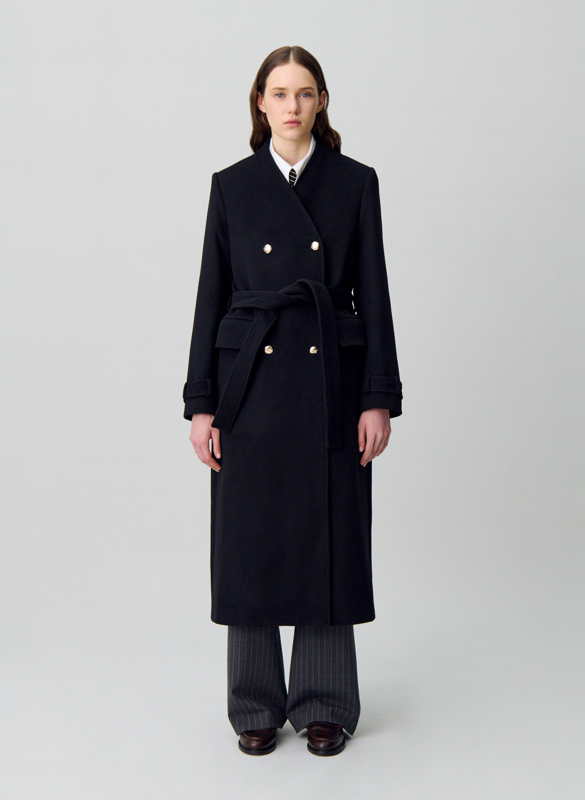 Manteau col v en laine mélangée galika CLAUDIE PIERLOT Noir
