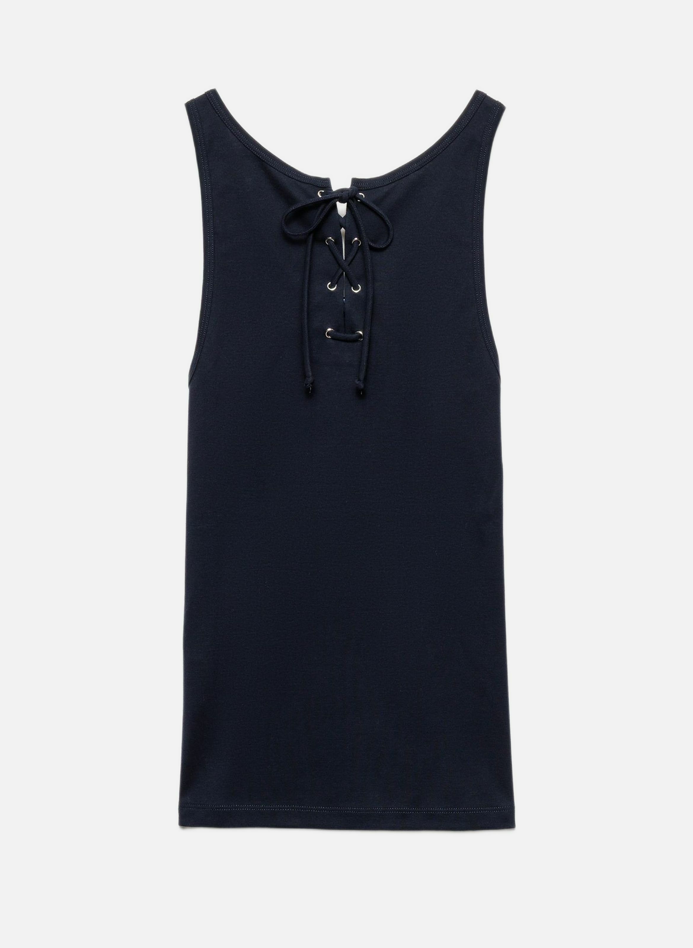 Débardeur en coton avec liens PRADA Bleu