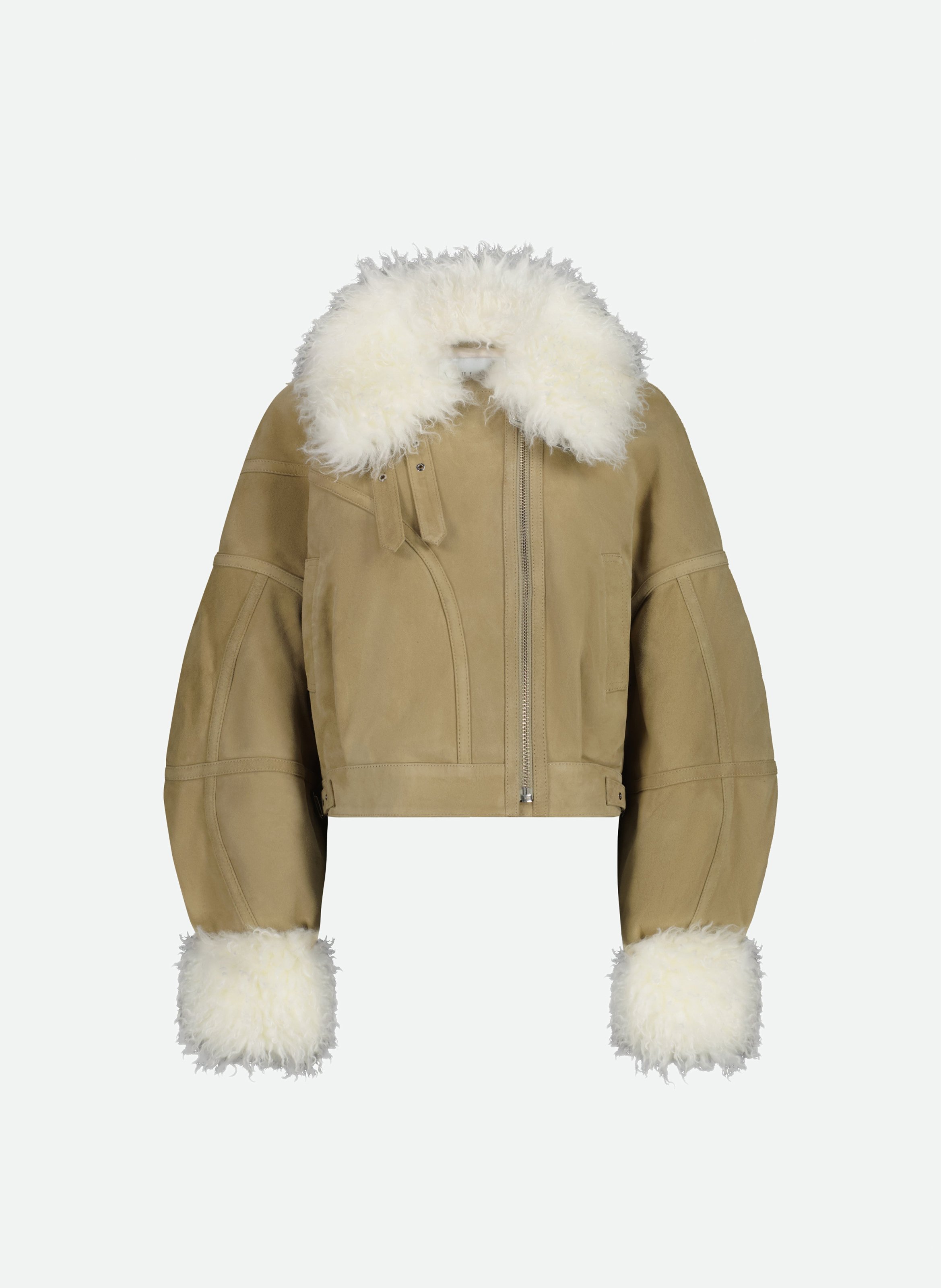 Veste aviator bouffante emblématique avec bordure en shearling VAILLANT Beige