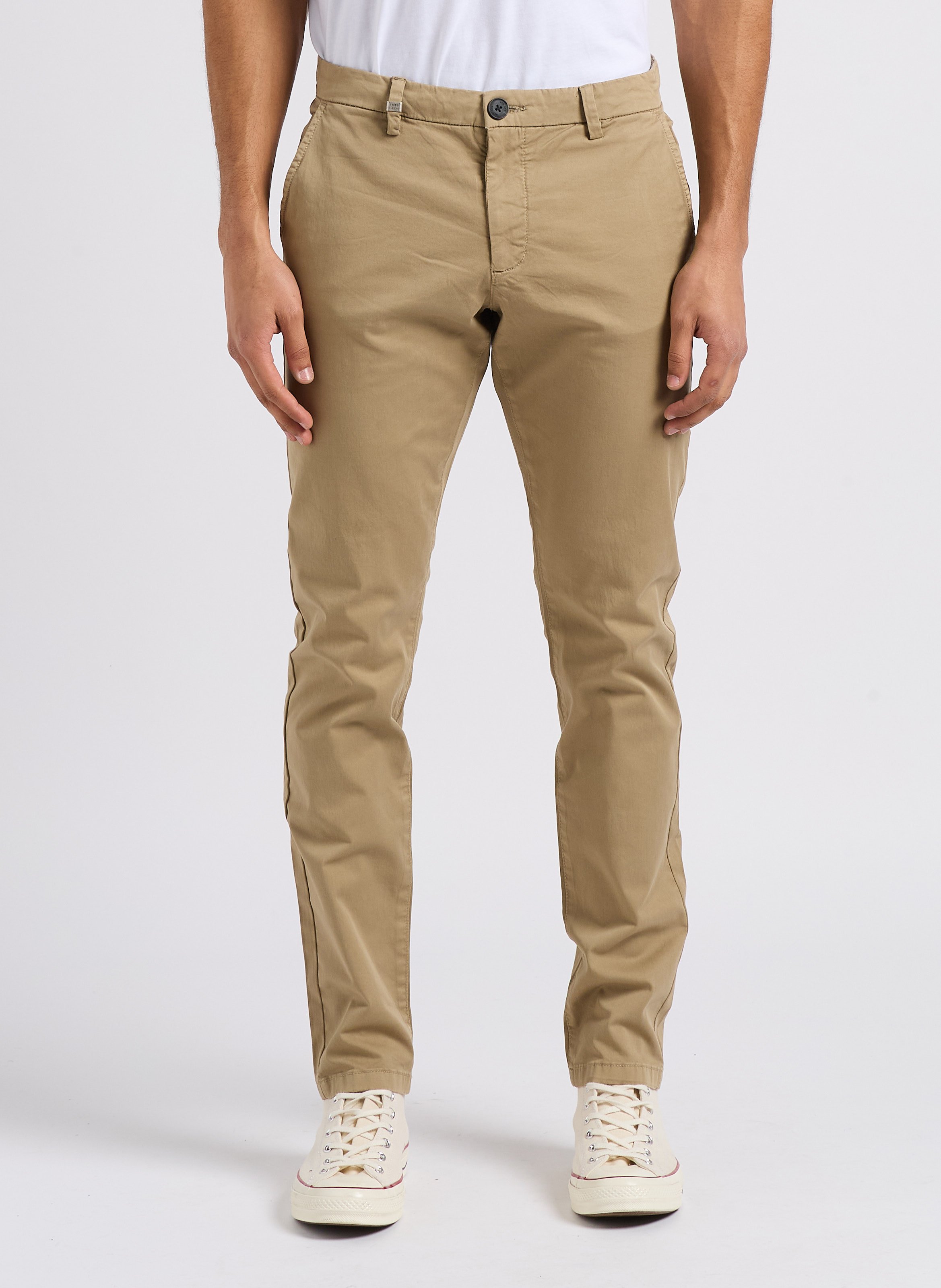 Pantalon chino en coton stretch IKKS Beige