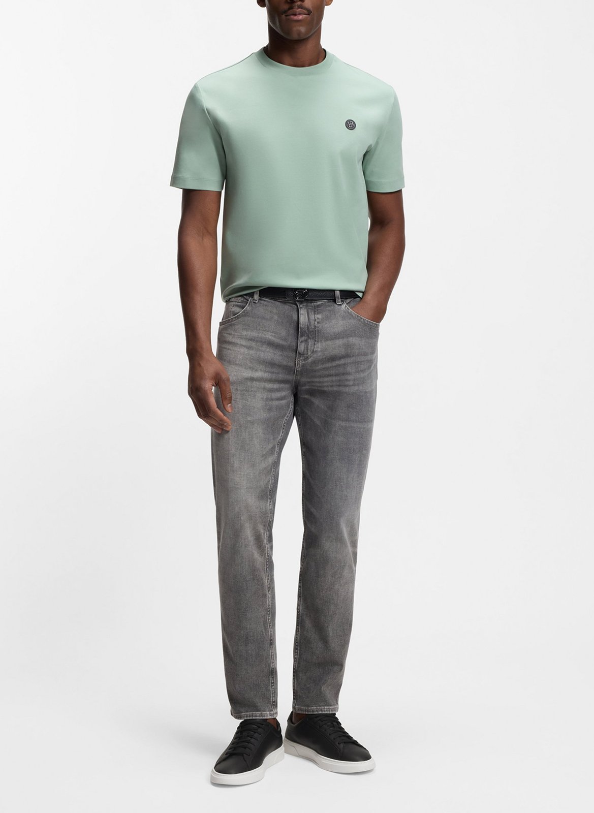 Baskets basses unies en cuir BOSS Noir