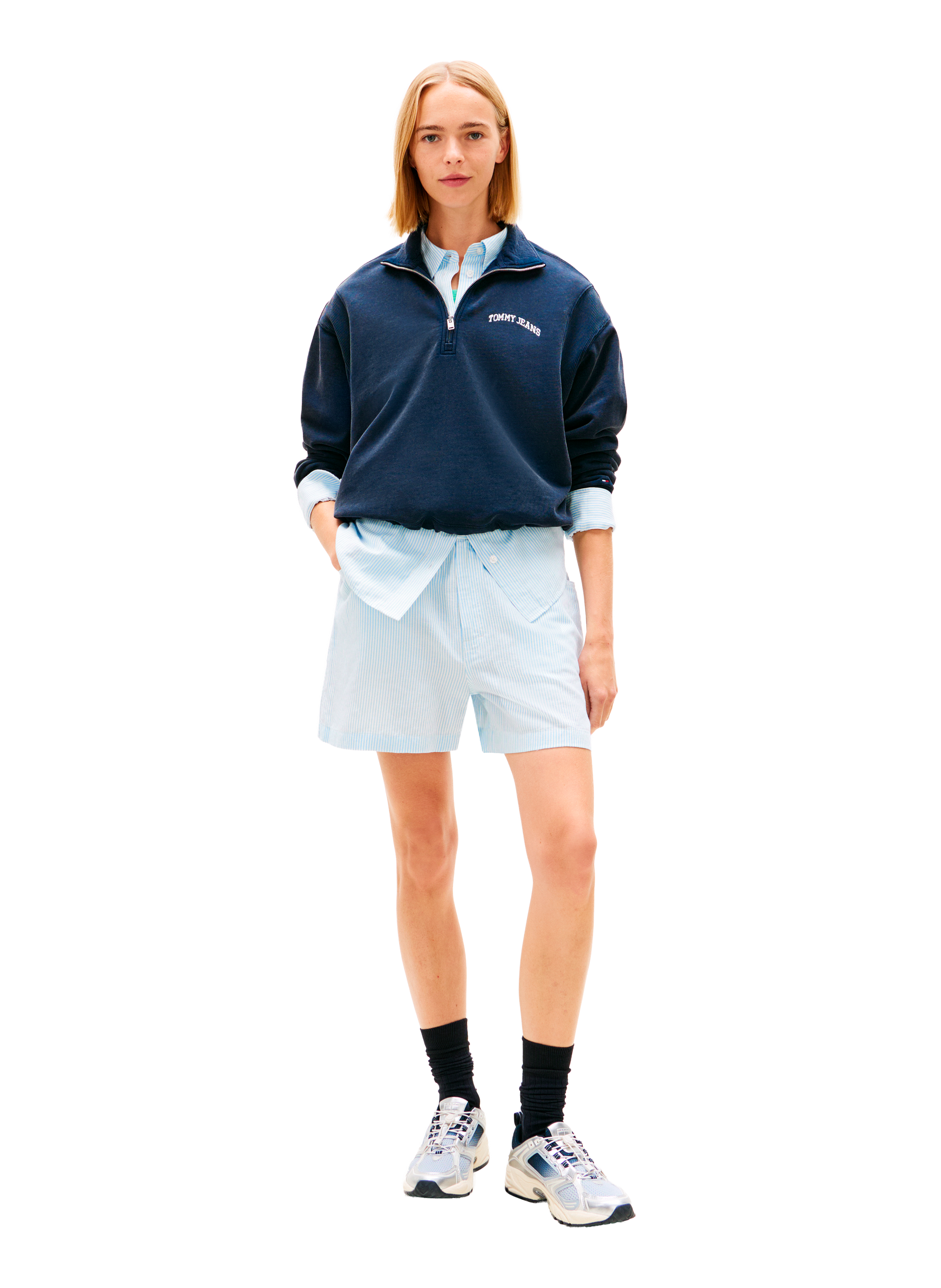 Mixed linen and cotton Bermuda shorts TOMMY HILFIGER Blue