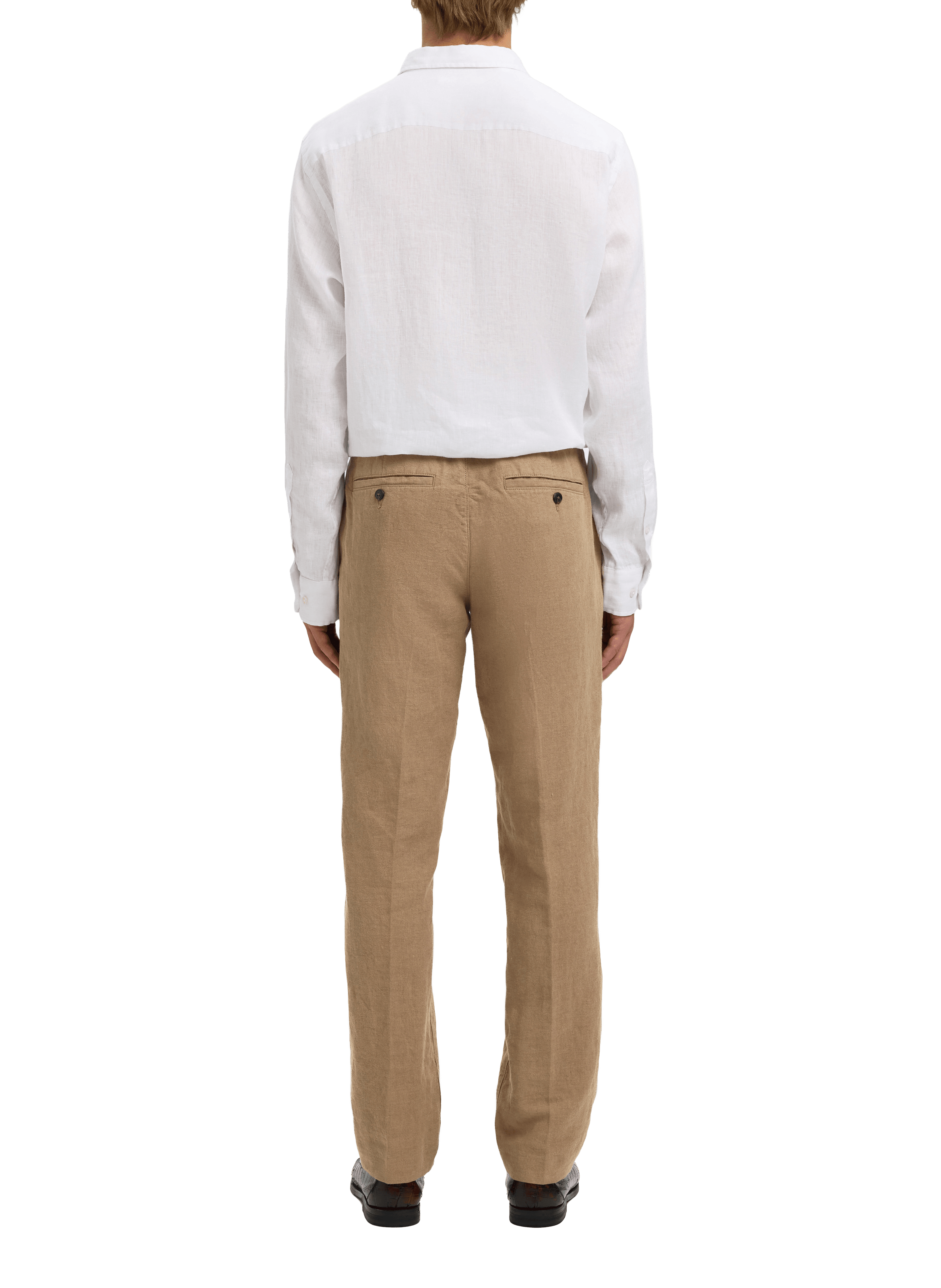 Straight-fit linen and cotton trousers SELECTED Beige