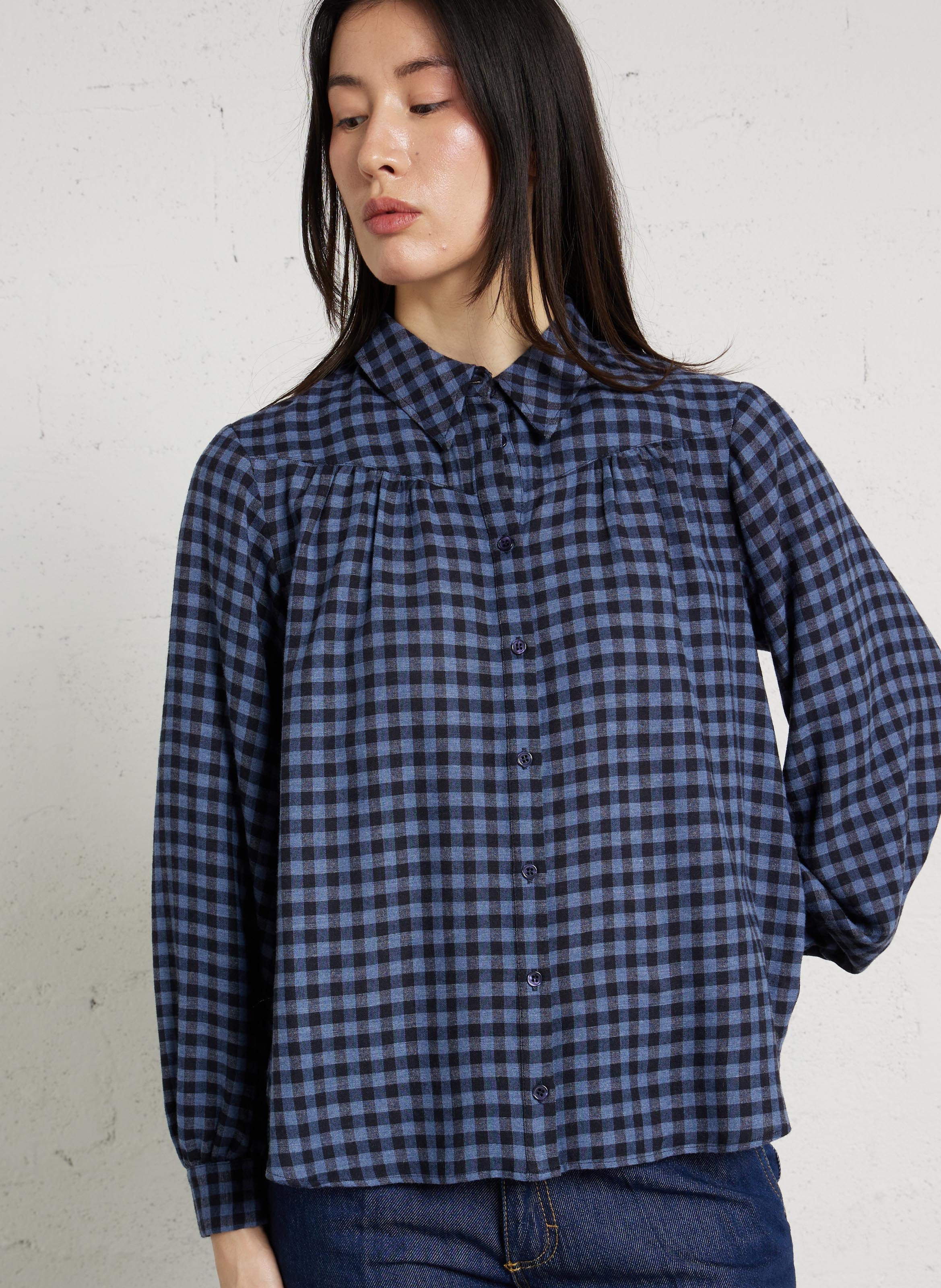 Chemise oversize col classique à carreaux dania MAISON 123 Bleu