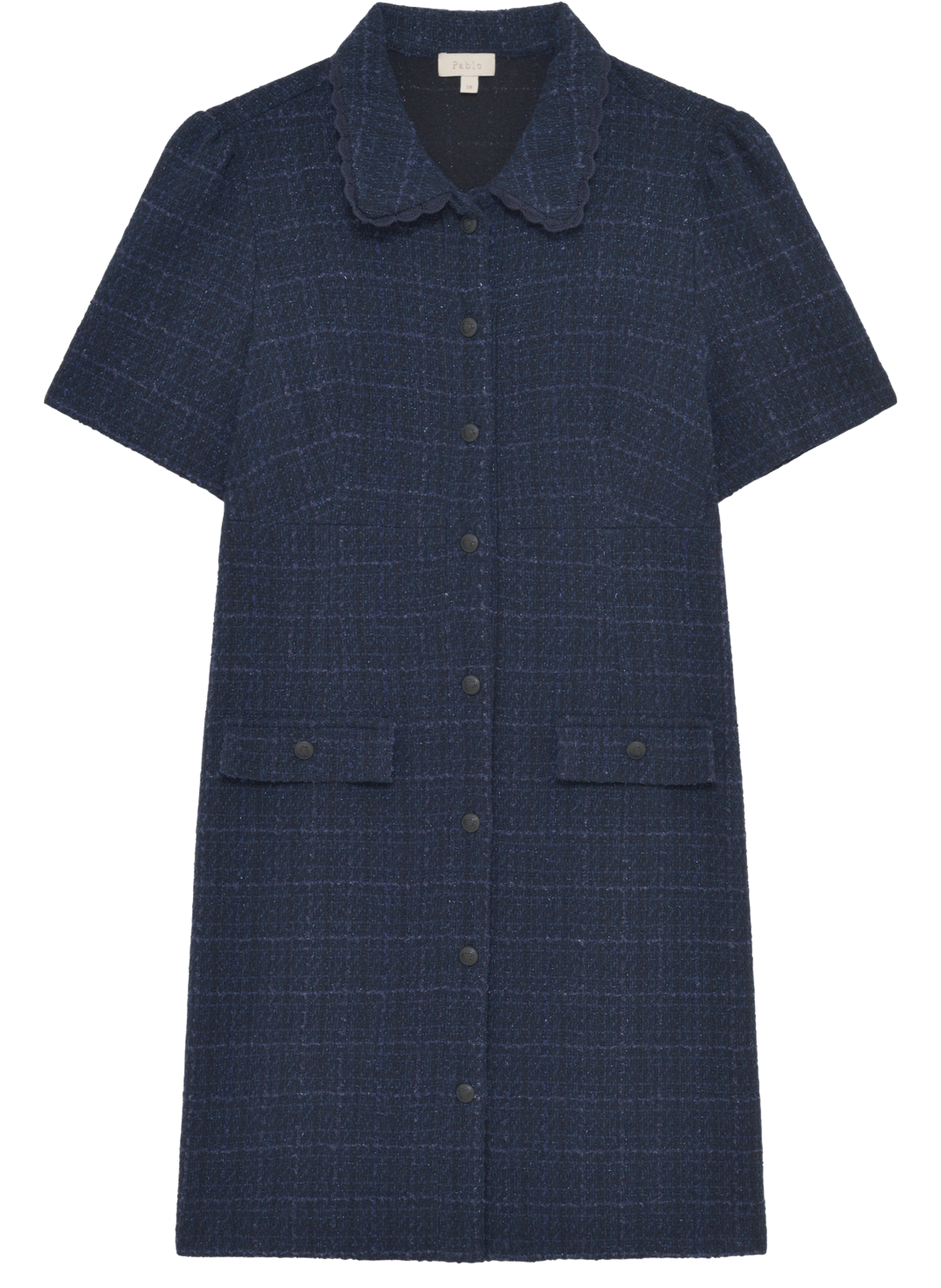 Robe courte en tweed à lurex - ludivine PABLO Bleu