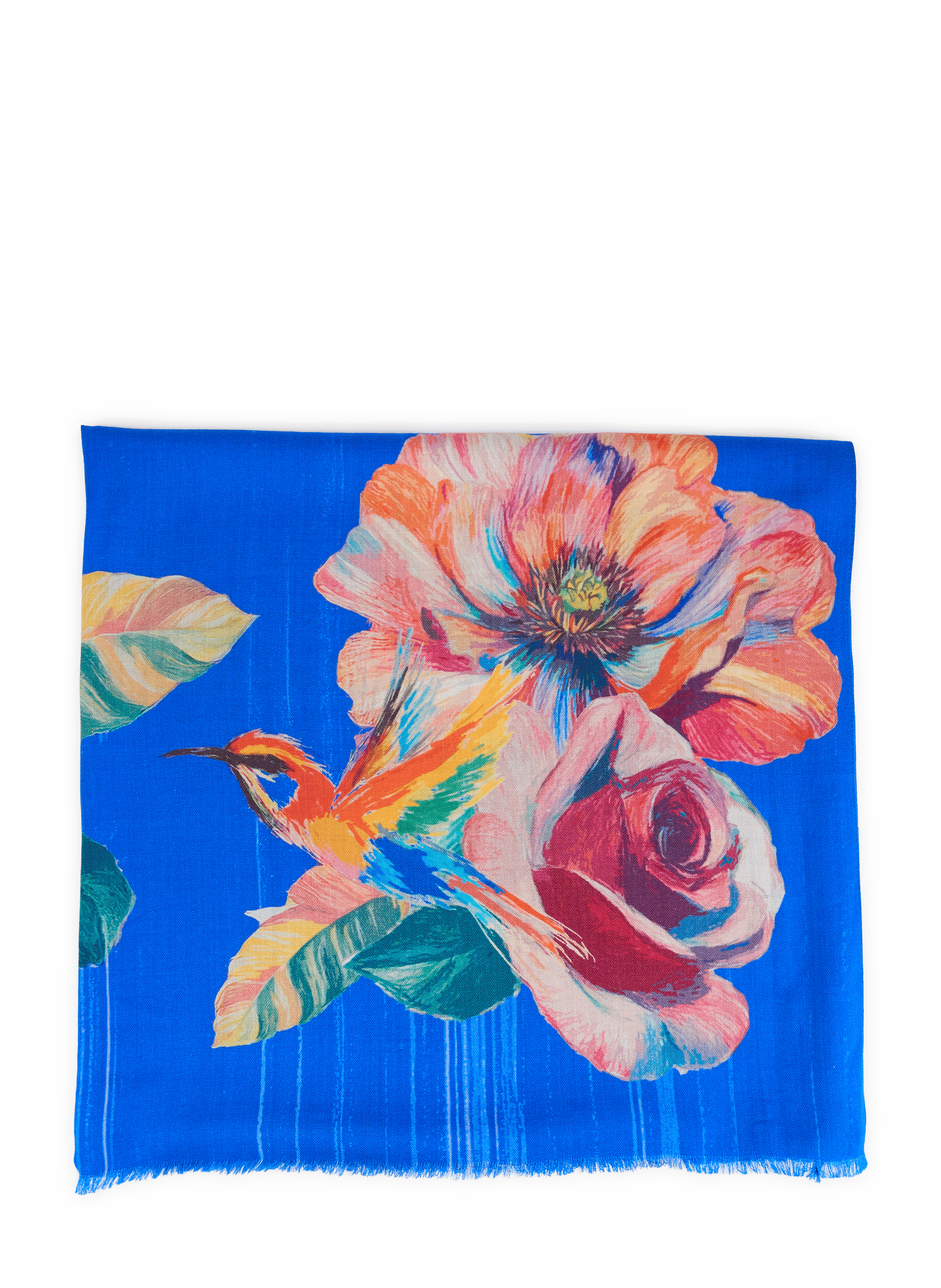 Icon printed stole in wool and silk PETRUSSE Blue