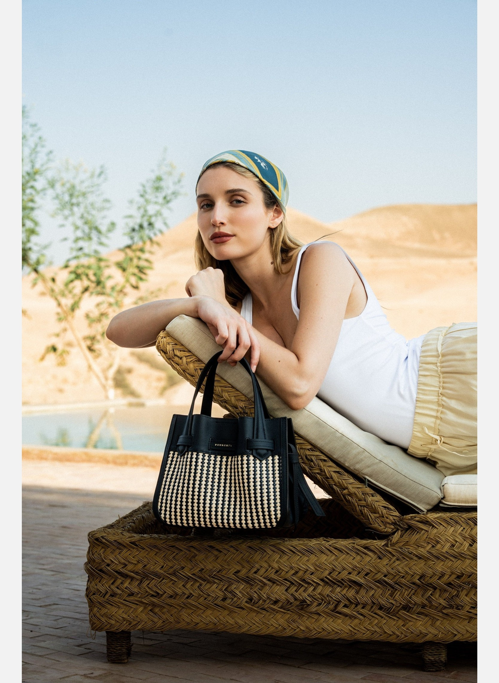 Blossom tressé | sac à main POURCHET Bleu