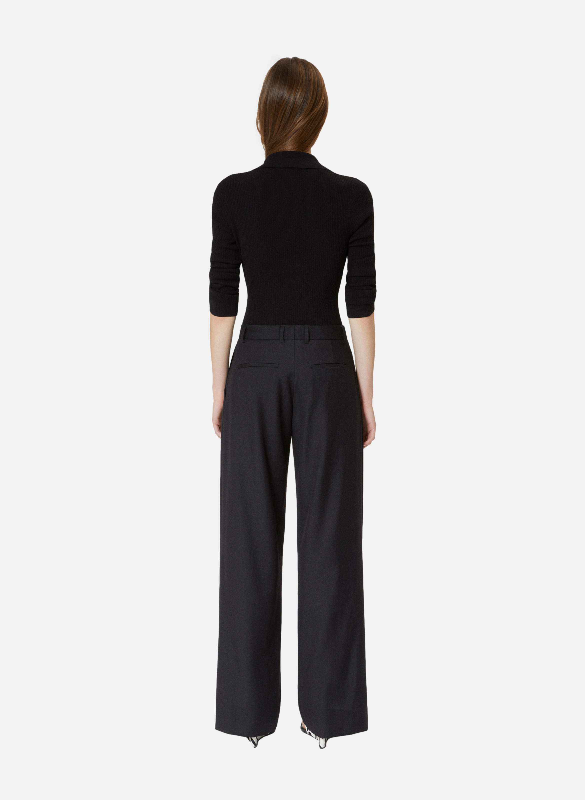 Pantalon tailleur large en laine THE KOOPLES Noir
