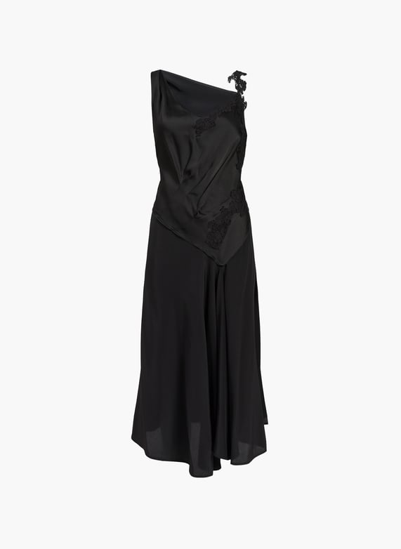 victoria beckham black lace dress Victoria Beckham Draped Lace Dress In Midnight - 10