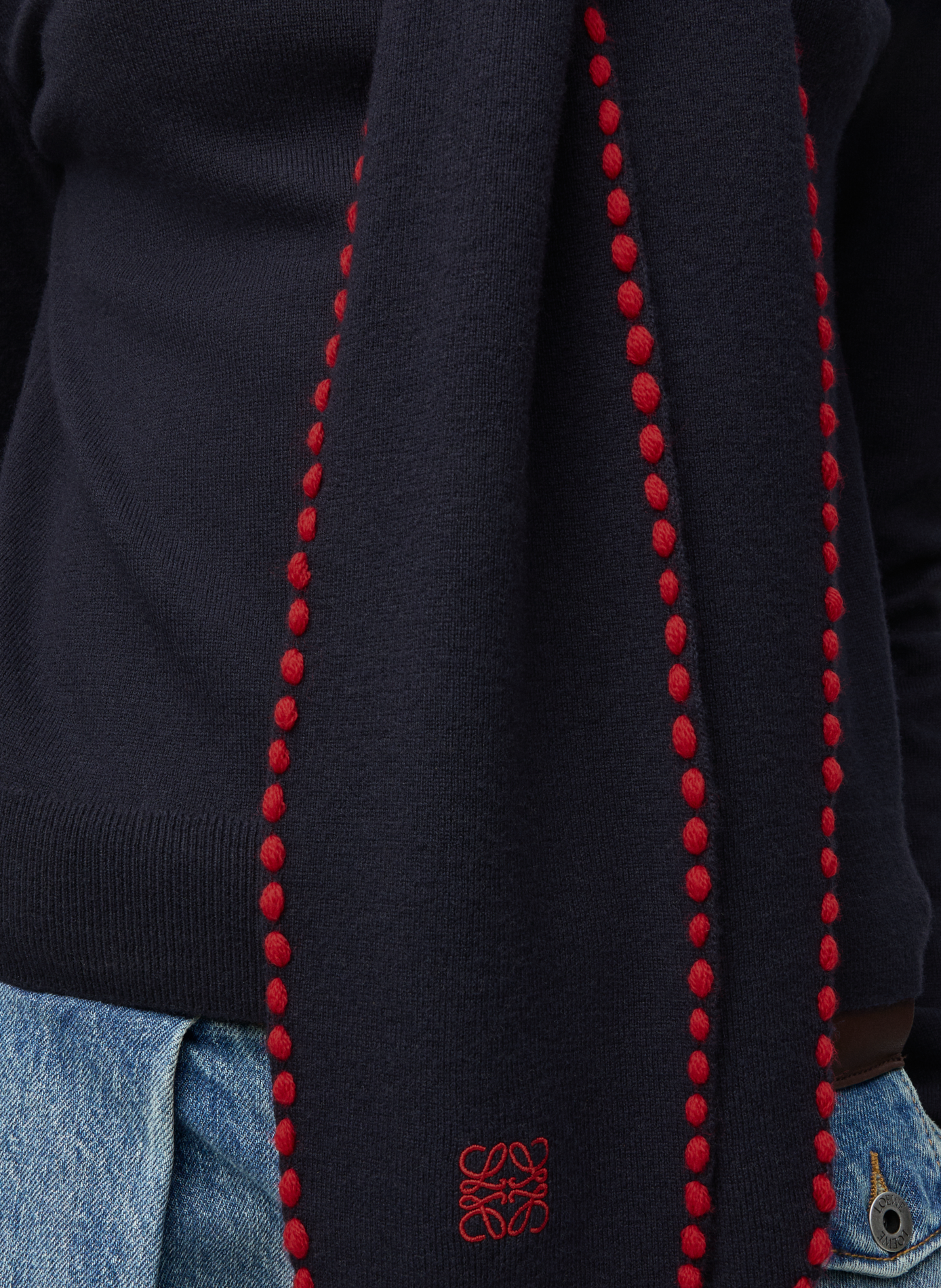 Wool lavallière blouse with embroidered details LOEWE Blue