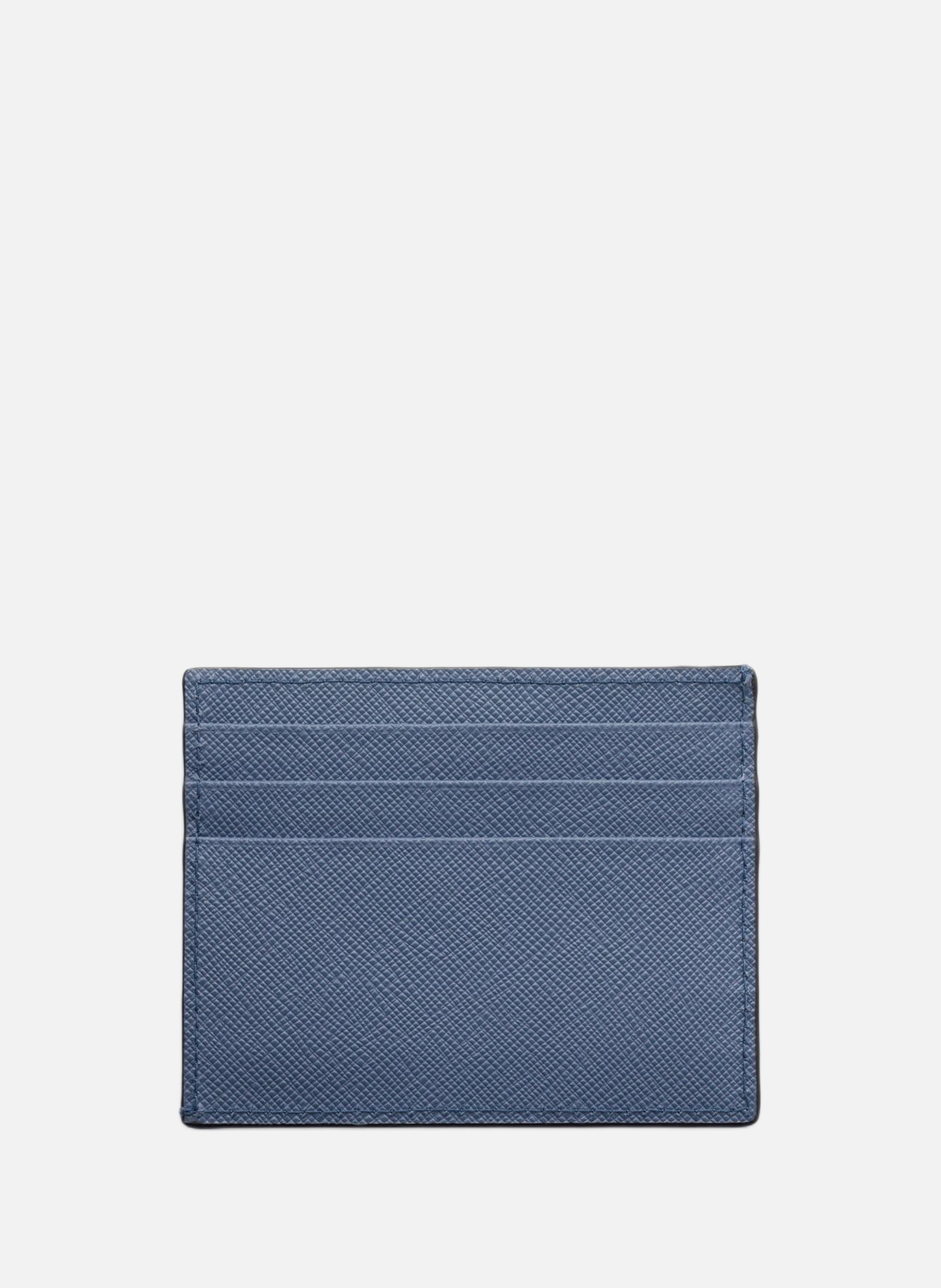 Porte-cartes en cuir saffiano PRADA Bleu