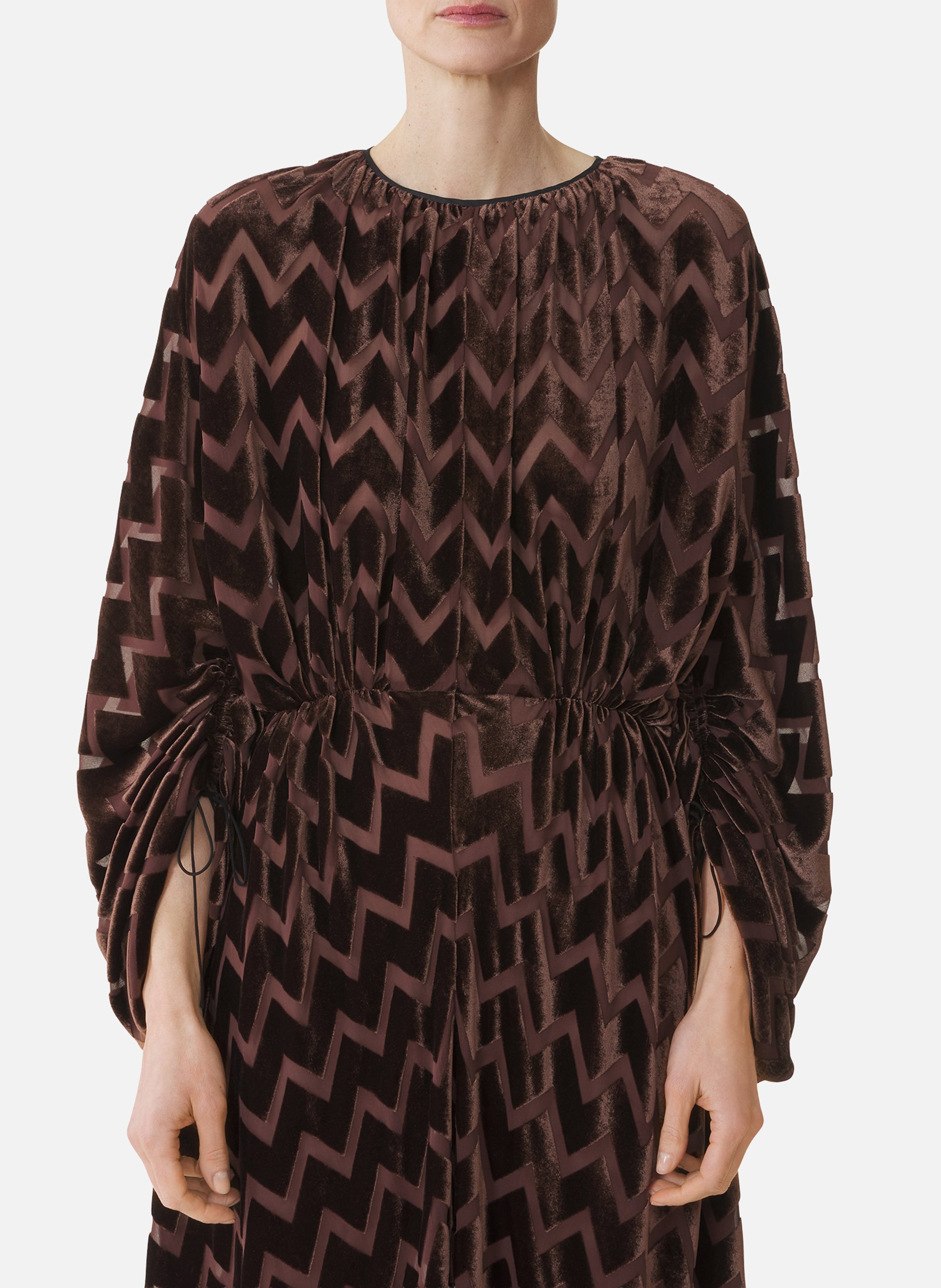Robe en velours dévoré LANVIN Marron
