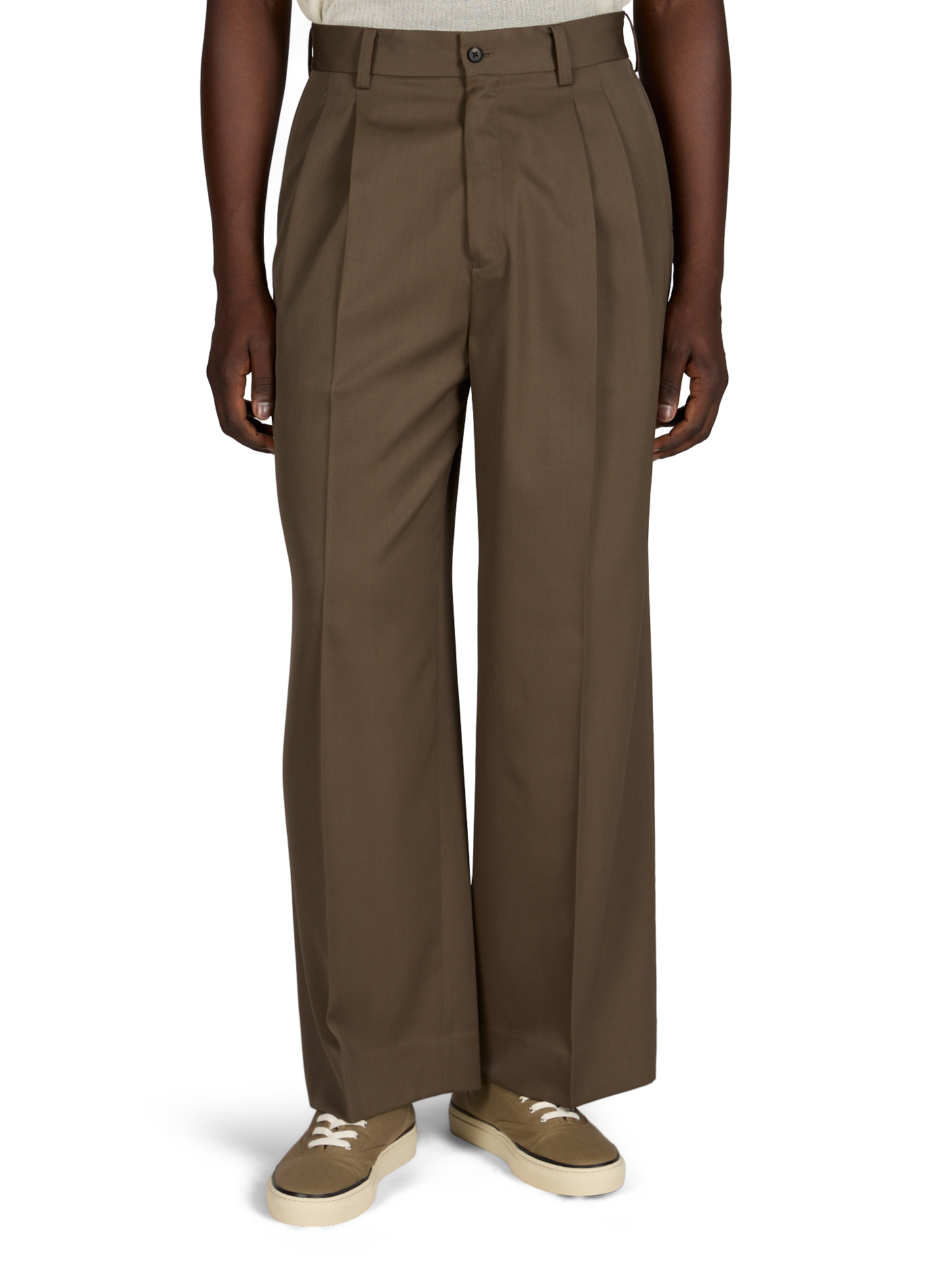 Pantalón ancho de lana SSSTEIN Beige